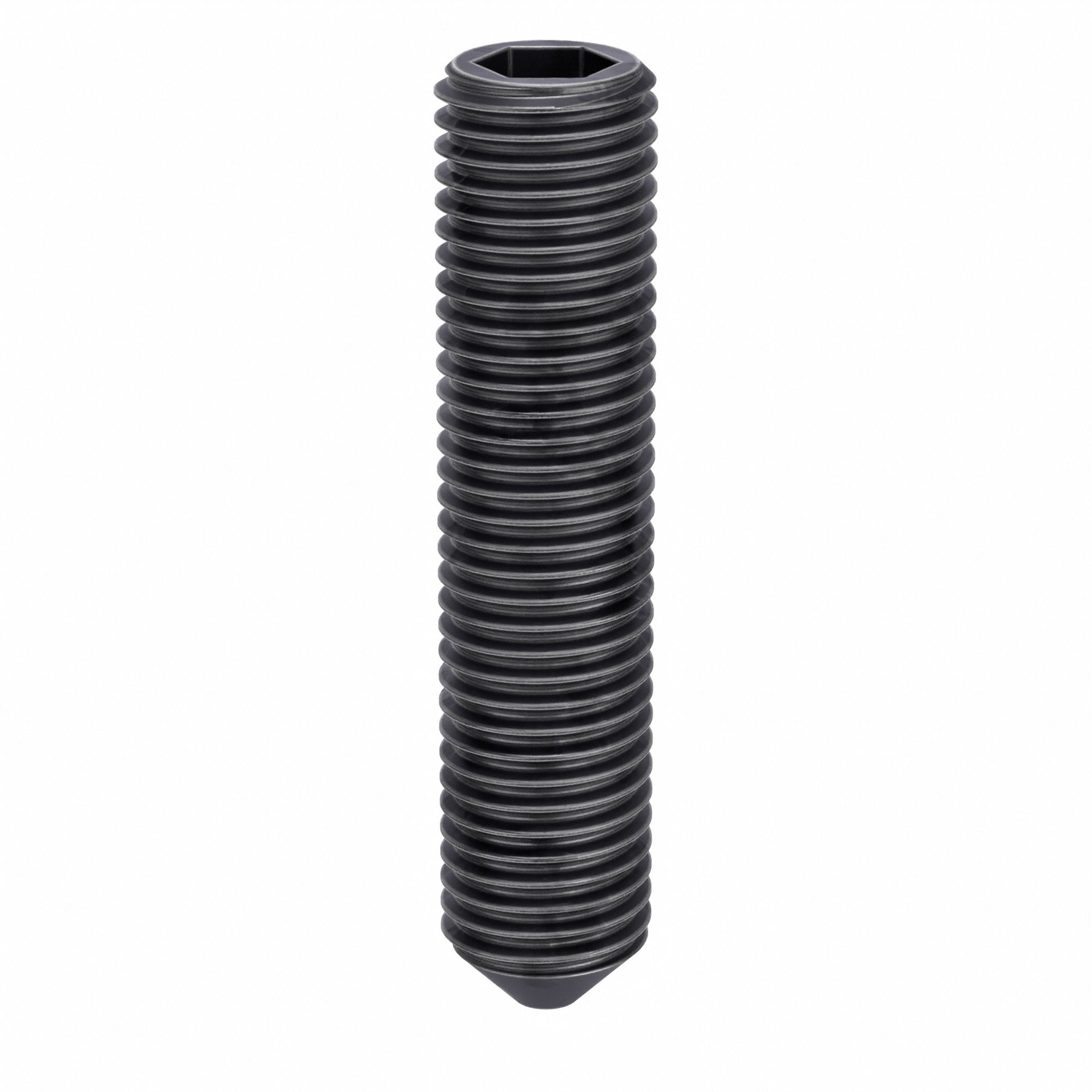 Socket Set Screw: 7/8"-9 Thread Size, 4 in Overall Lg, Cup pt, Alloy Steel, Black Oxide, Socket