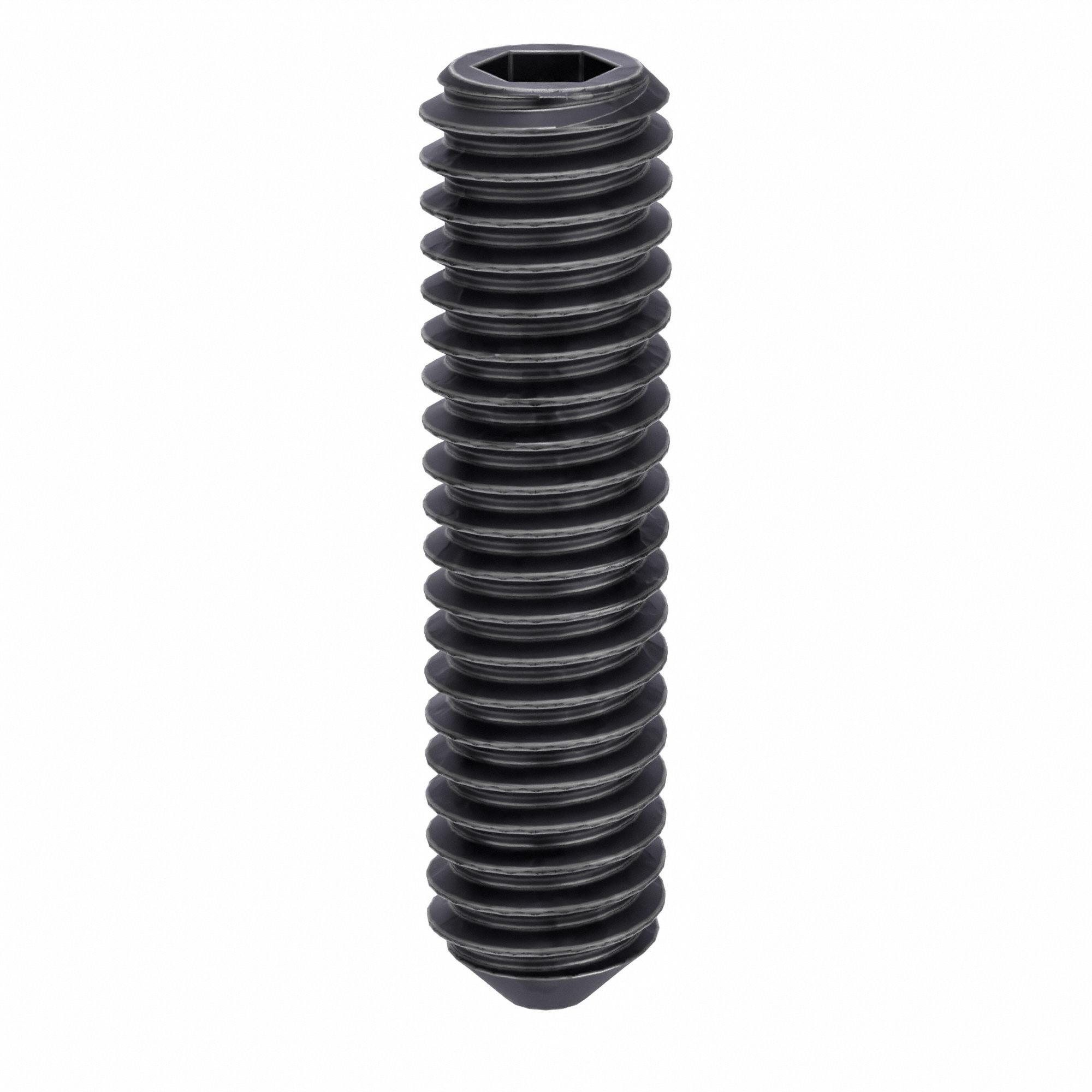 Socket Set Screw: #5-44 Thread Size, 1/2 in Overall Lg, Cup pt, Alloy Steel, Black Oxide, 100 PK