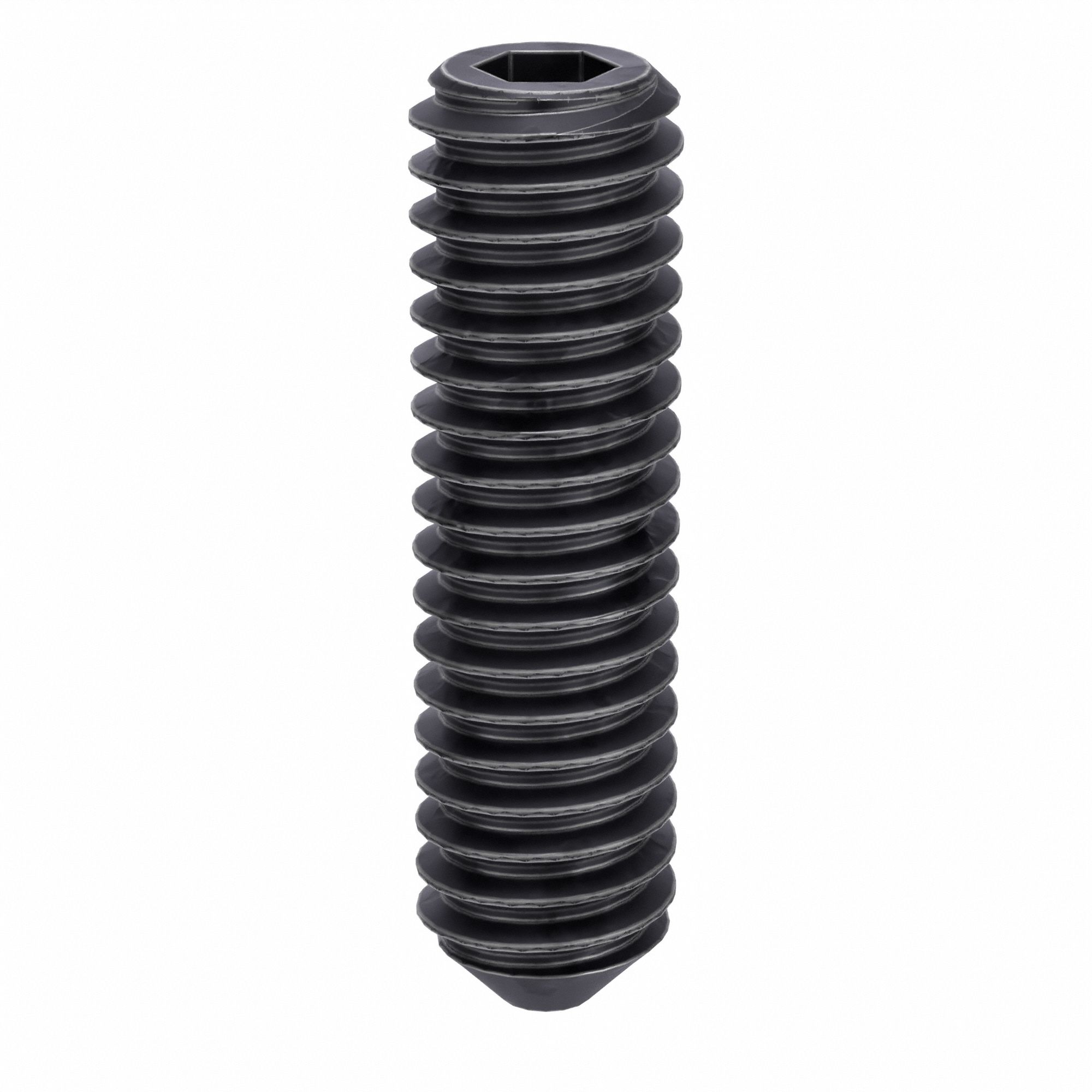 Socket Set Screw: #6-40 Thread Size, 1/2 in Overall Lg, Cup pt, Alloy Steel, Black Oxide, 100 PK