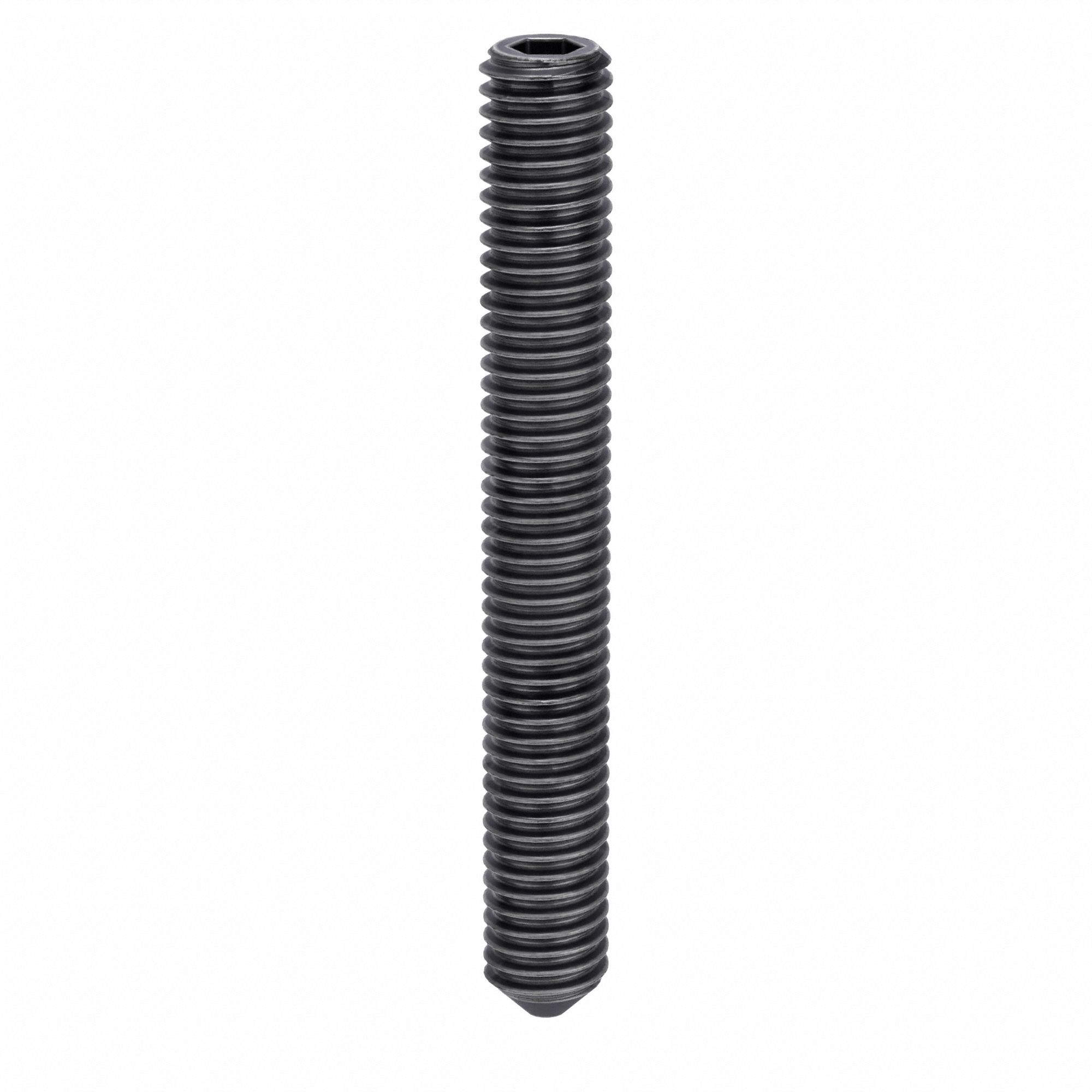 Socket Set Screw: #10-32 Thread Size, 1 1/2 in Overall Lg, Cup pt, Alloy Steel, Black Oxide, 100 PK