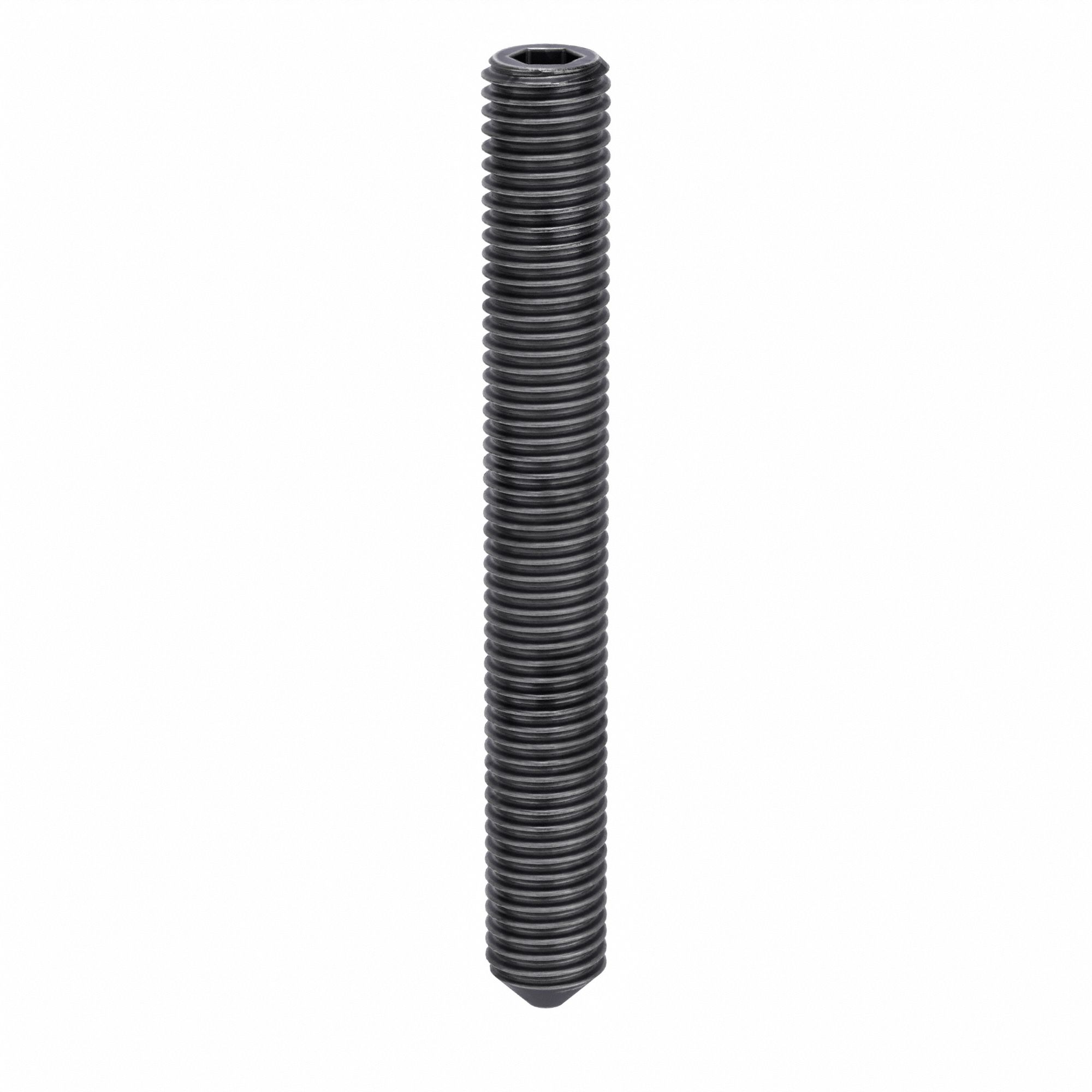 Socket Set Screw: 1/4"-28 Thread Size, 2 in Overall Lg, Cup pt, Alloy Steel, Black Oxide, 100 PK