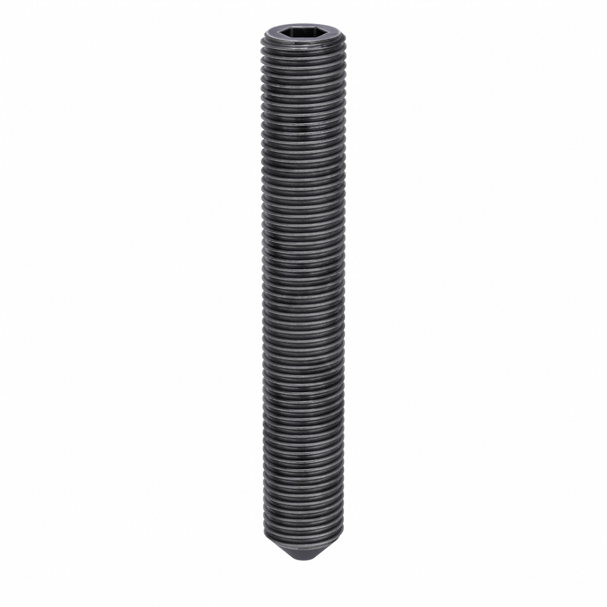 Socket Set Screw: 3/8"-24 Thread Size, 2 1/2 in Overall Lg, Cup pt, Alloy Steel, Black Oxide, 25 PK