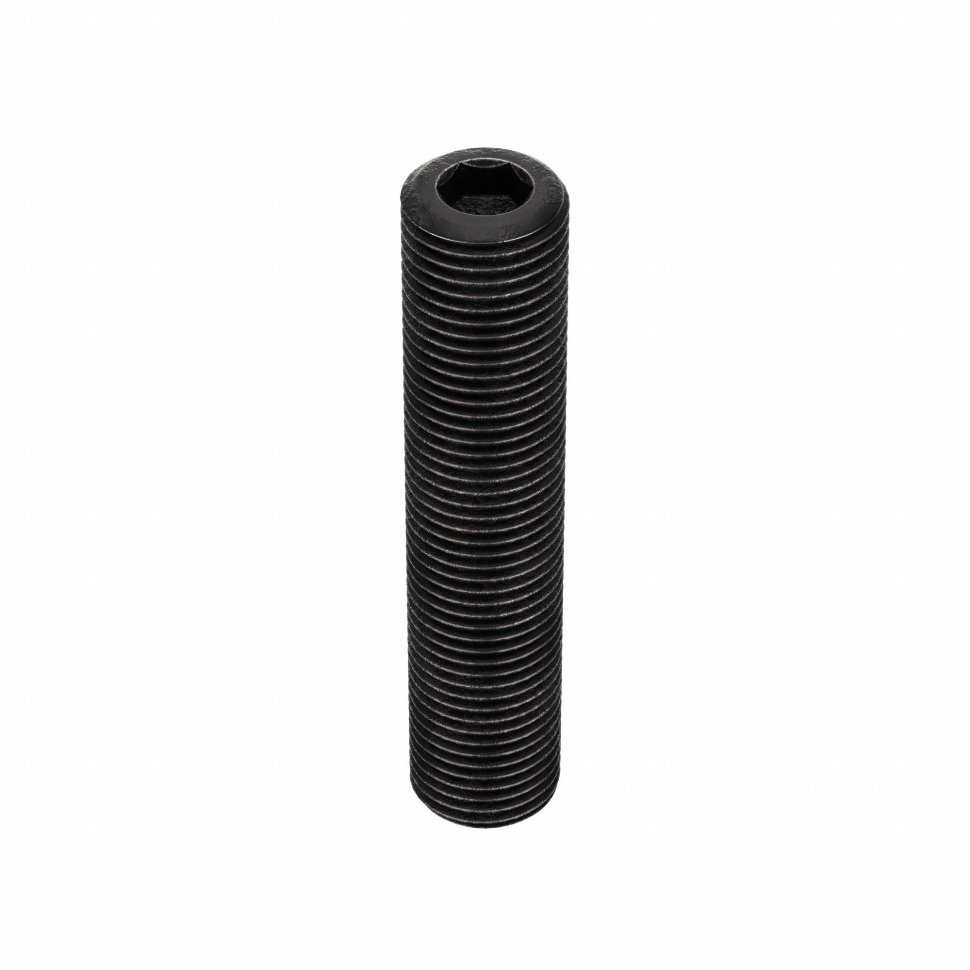 Socket Set Screw: 1/2"-20 Thread Size, 2 1/2 in Overall Lg, Cup pt, Alloy Steel, Black Oxide, 10 PK