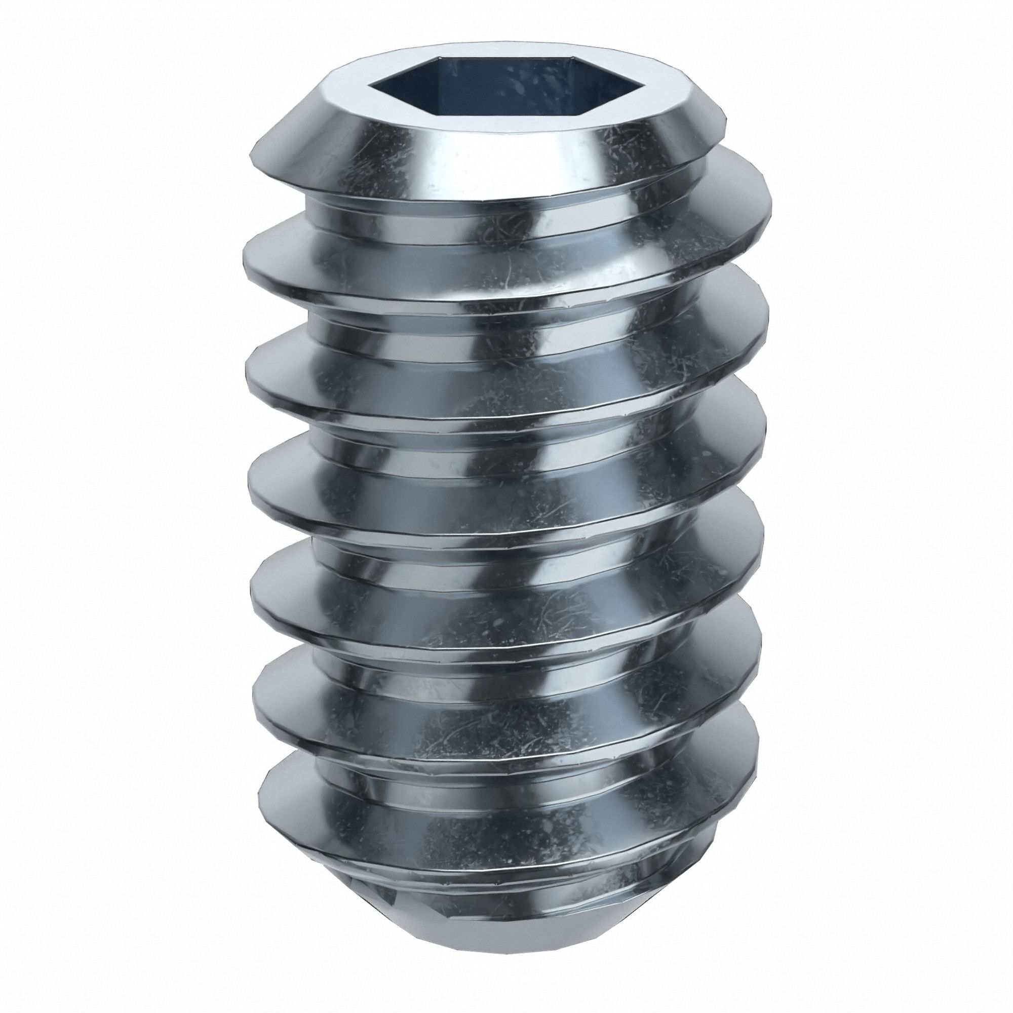 Socket Set Screw: #4-40 Thread Size, 3/16 in Overall Lg, Flat pt, Alloy Steel, Zinc Plated, 100 PK