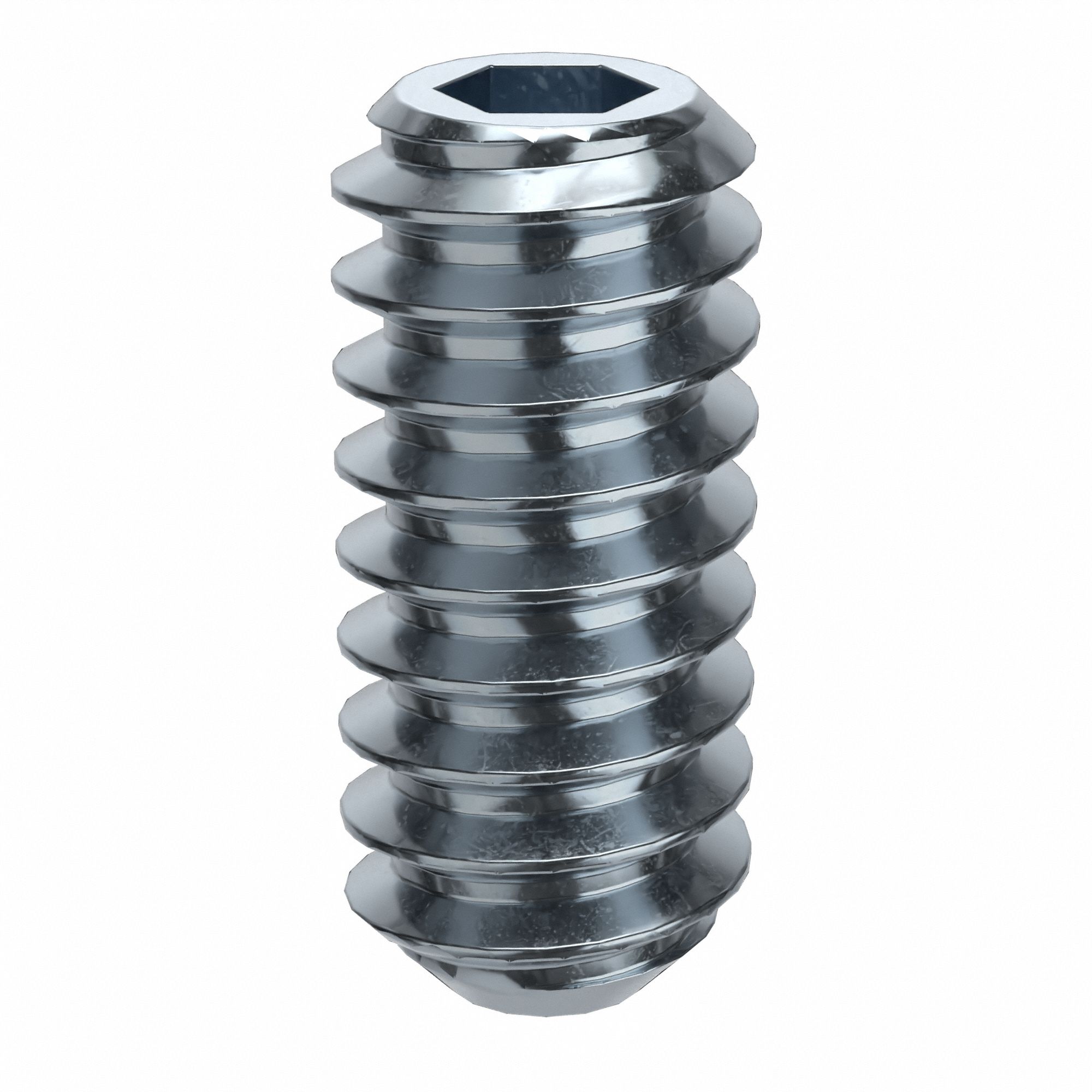 Socket Set Screw: #4-40 Thread Size, 1/4 in Overall Lg, Flat pt, Alloy Steel, Zinc Plated, 100 PK
