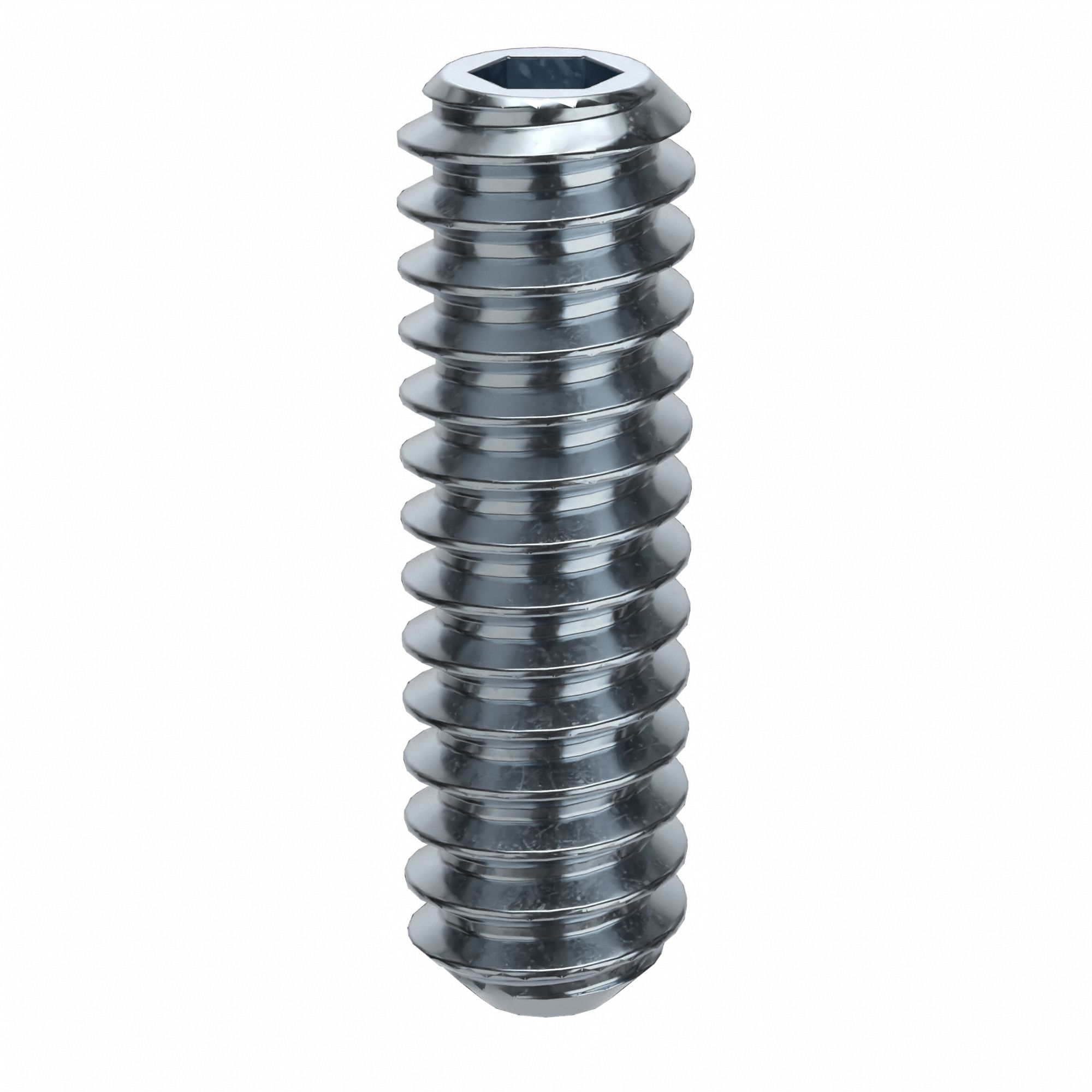 Socket Set Screw: #4-40 Thread Size, 3/8 in Overall Lg, Flat pt, Alloy Steel, Zinc Plated, 100 PK