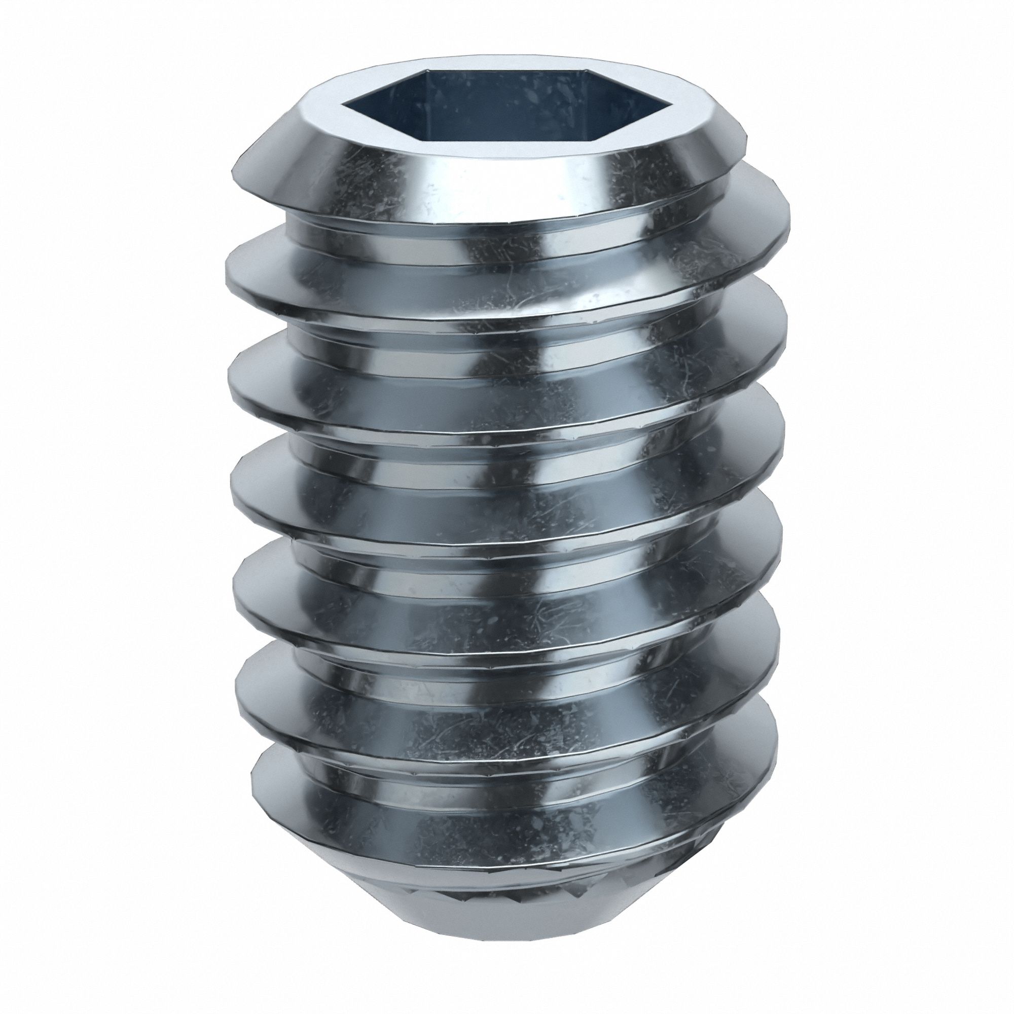 Socket Set Screw: #5-40 Thread Size, 3/16 in Overall Lg, Flat pt, Alloy Steel, Zinc Plated, 100 PK