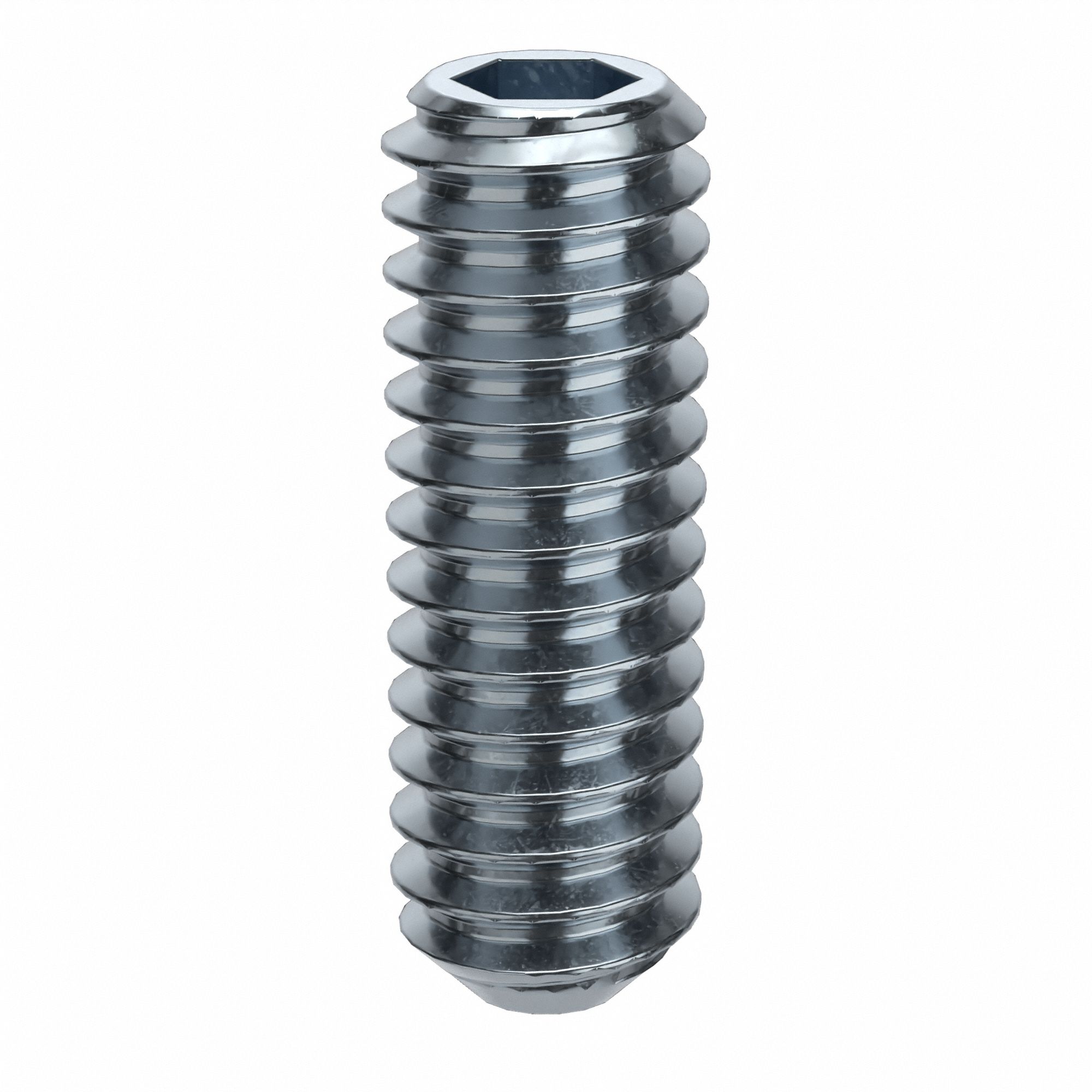 Socket Set Screw: #5-40 Thread Size, 3/8 in Overall Lg, Flat pt, Alloy Steel, Zinc Plated, 100 PK