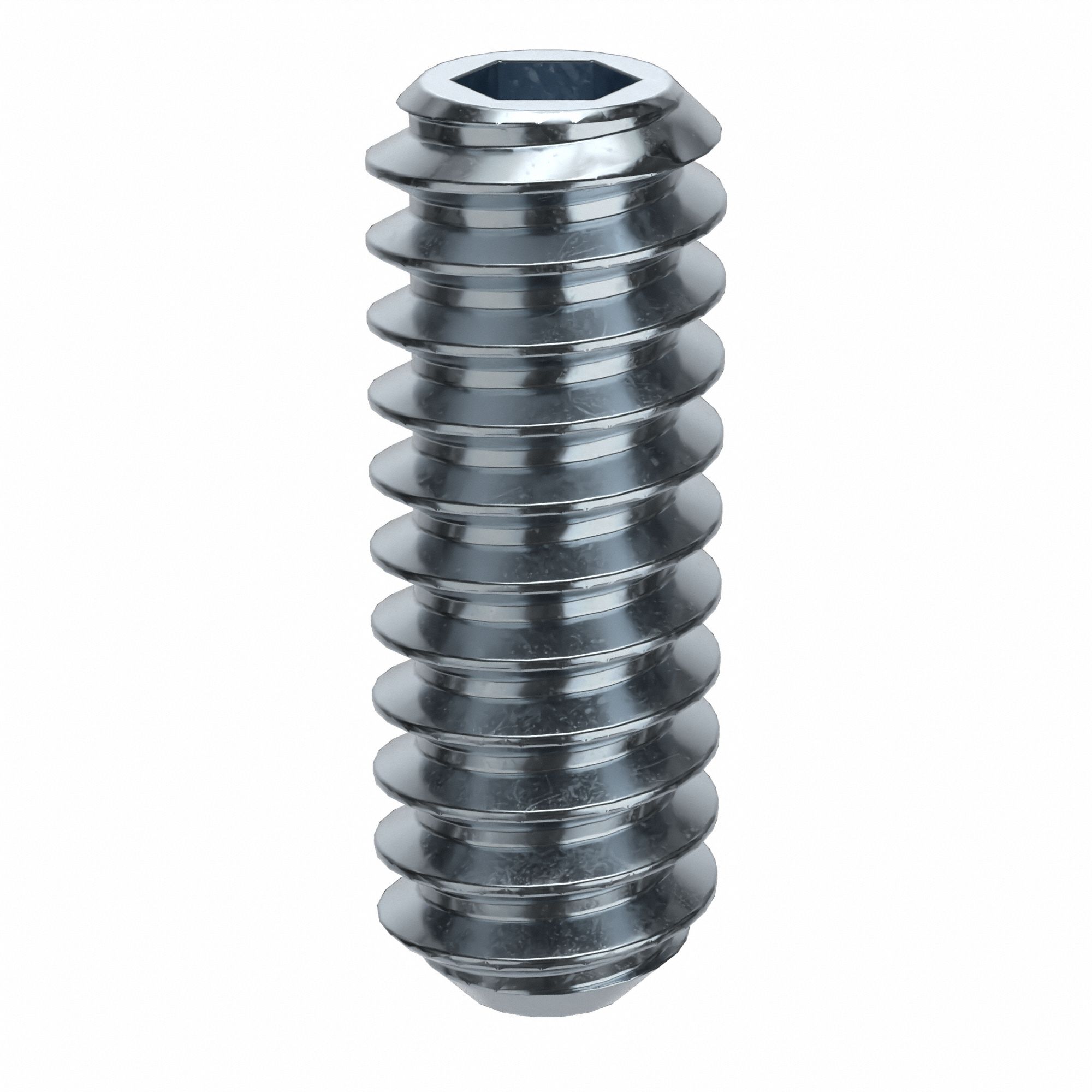 Socket Set Screw: #6-32 Thread Size, 3/8 in Overall Lg, Flat pt, Alloy Steel, Zinc Plated, 100 PK