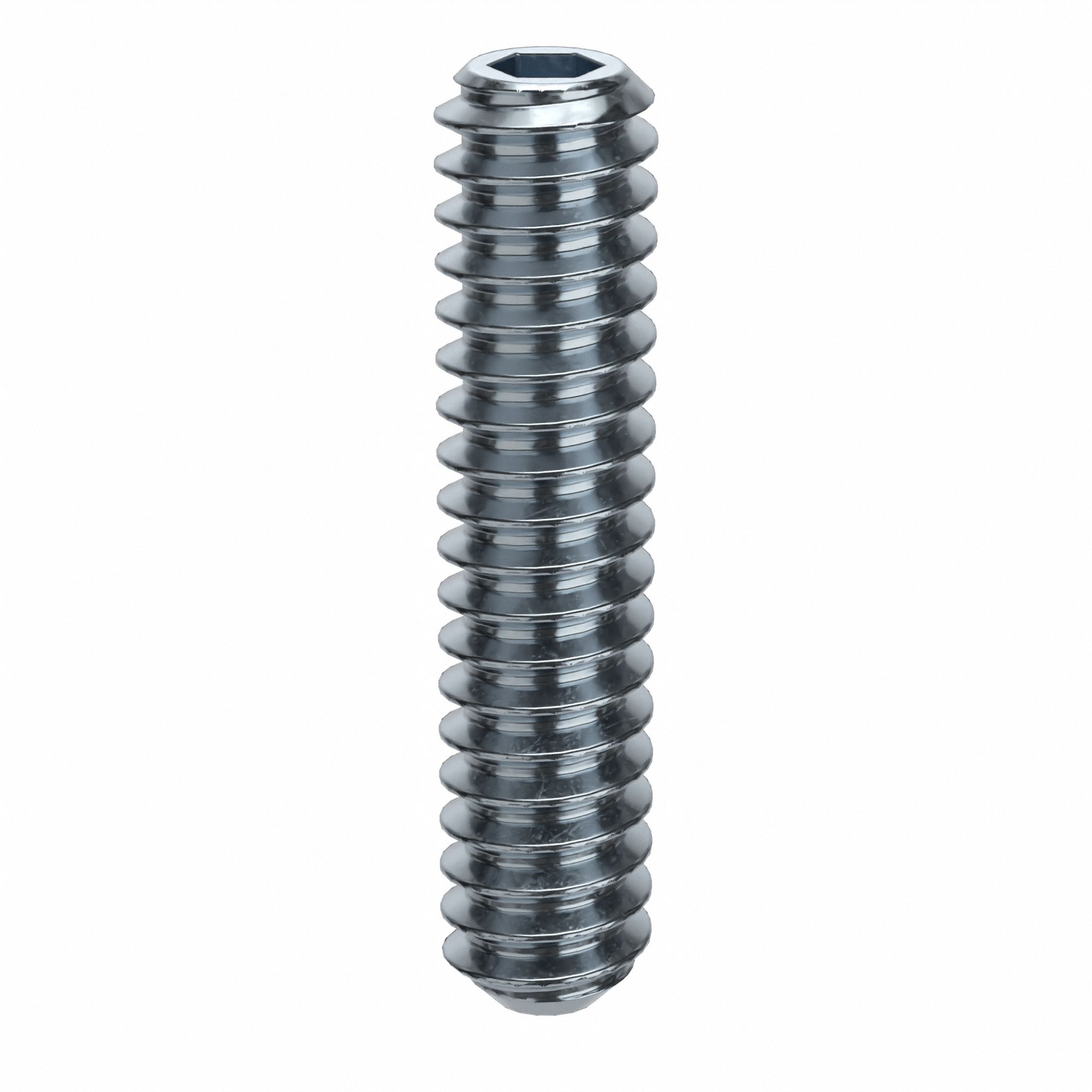 Socket Set Screw: #6-32 Thread Size, 5/8 in Overall Lg, Flat pt, Alloy Steel, Zinc Plated, 100 PK