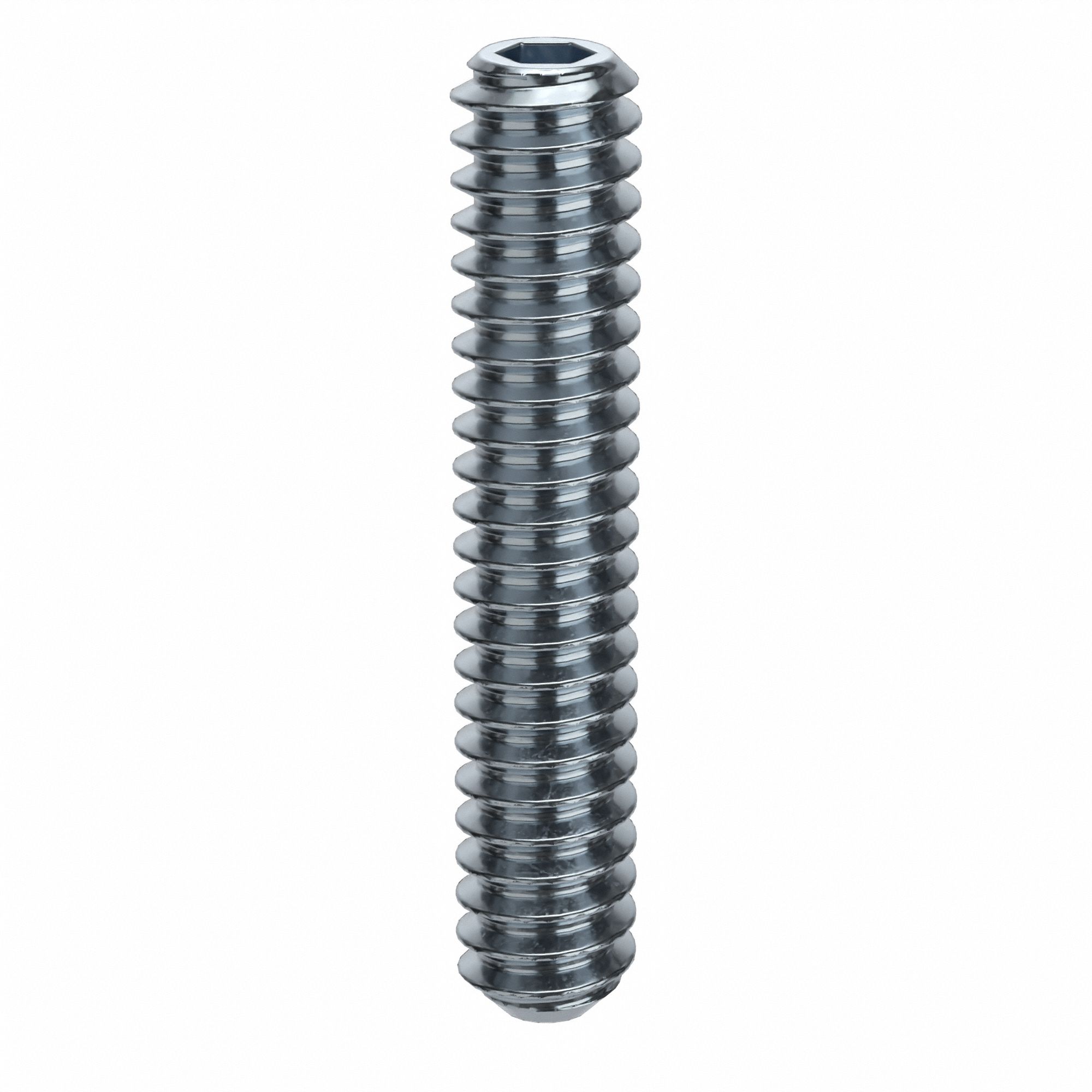 Socket Set Screw: #6-32 Thread Size, 3/4 in Overall Lg, Flat pt, Alloy Steel, Zinc Plated, 100 PK