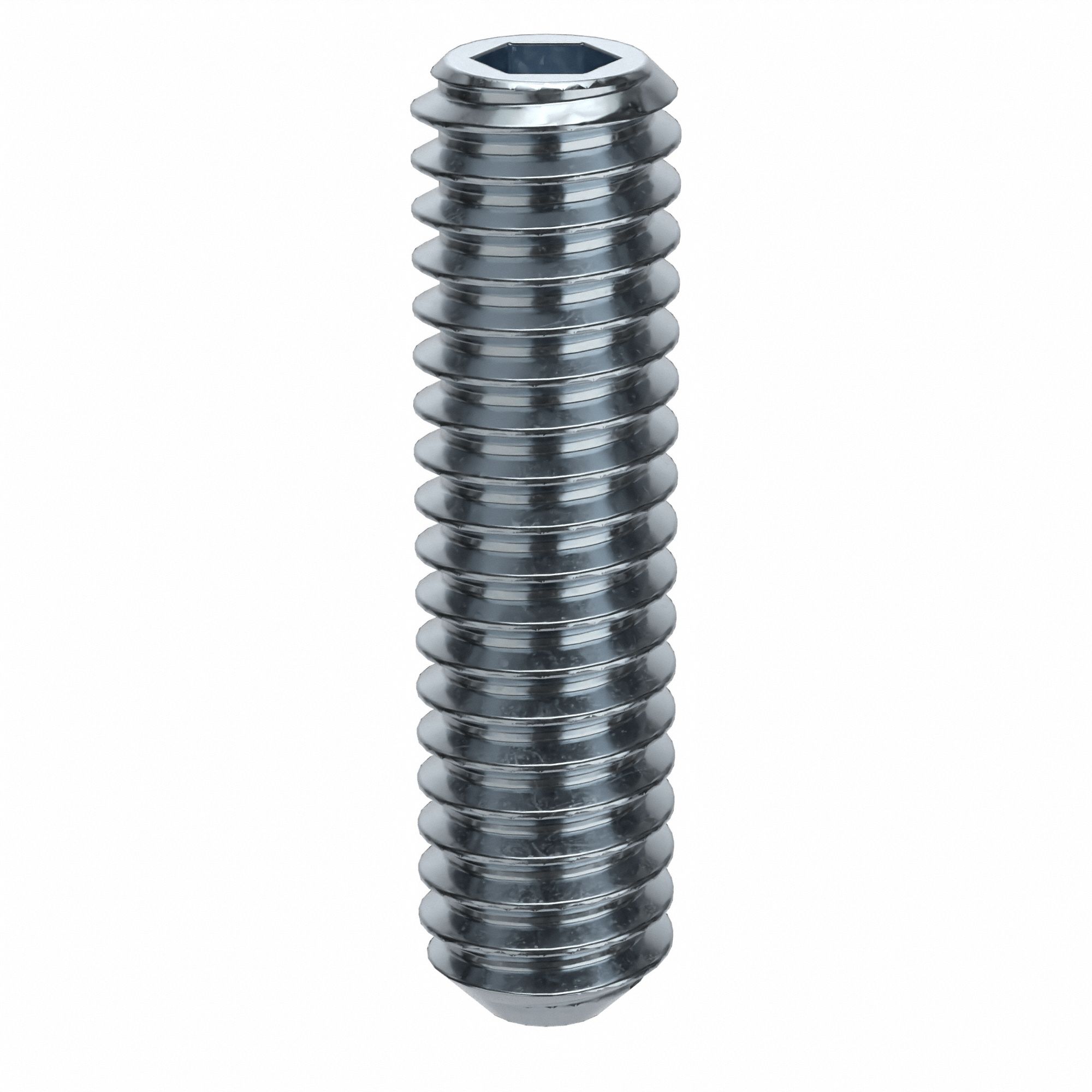 Socket Set Screw: #8-32 Thread Size, 5/8 in Overall Lg, Flat pt, Alloy Steel, Zinc Plated, 100 PK