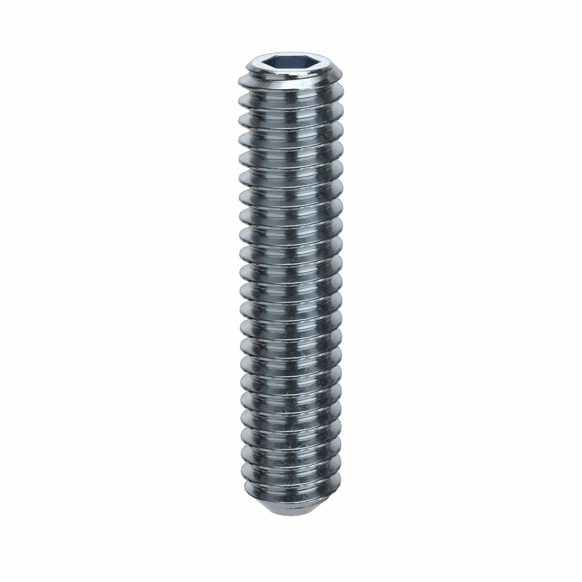 Socket Set Screw: #8-32 Thread Size, 3/4 in Overall Lg, Flat pt, Alloy Steel, Zinc Plated, 100 PK