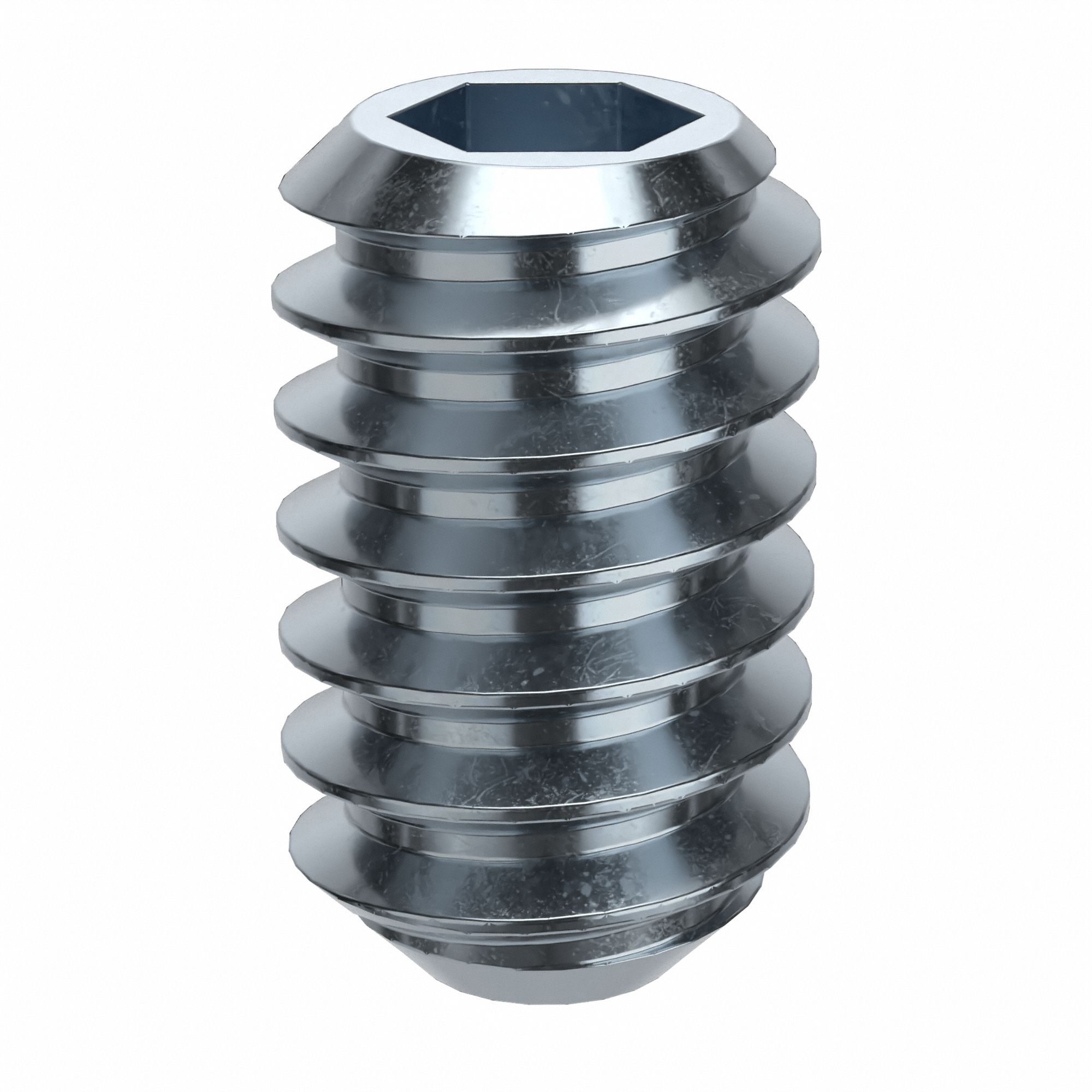 Socket Set Screw: #10-24 Thread Size, 5/16 in Overall Lg, Flat pt, Alloy Steel, Zinc Plated, 100 PK