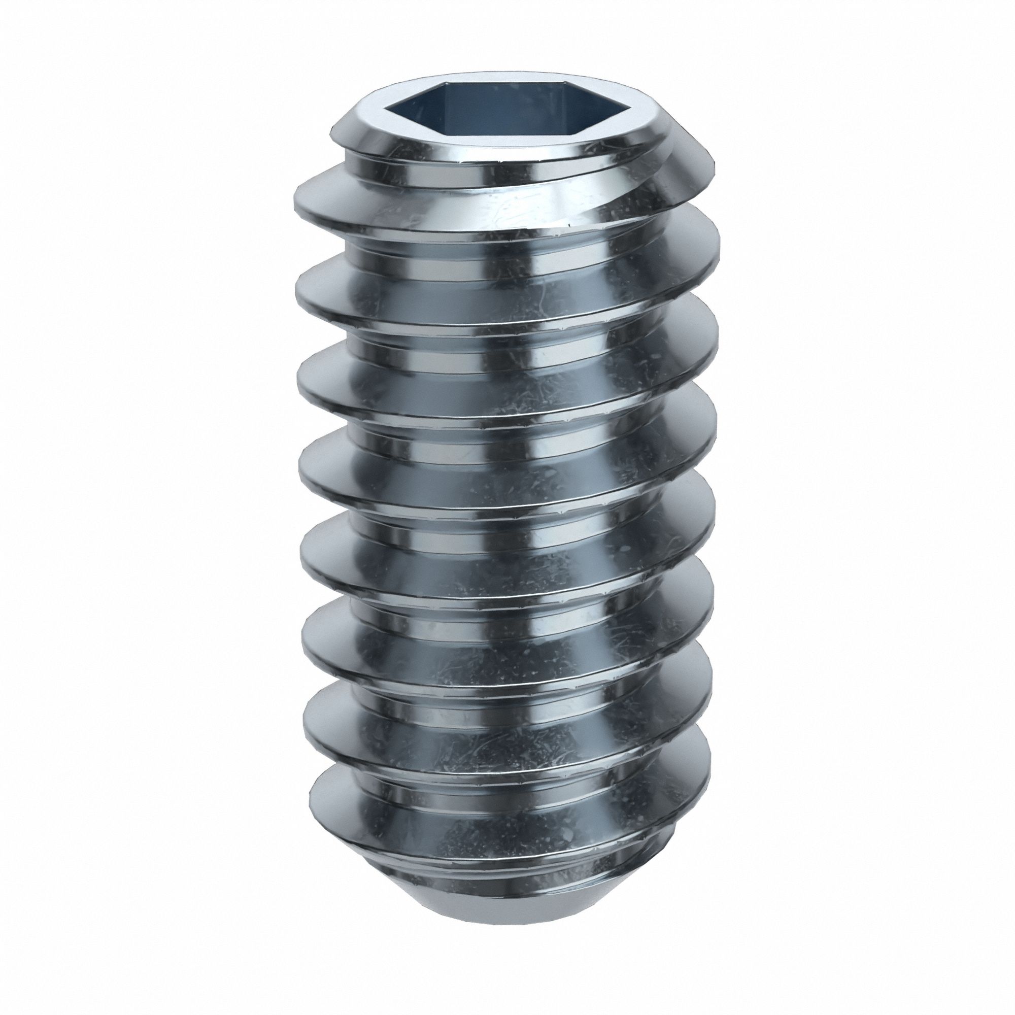 Socket Set Screw: #10-24 Thread Size, 3/8 in Overall Lg, Flat pt, Alloy Steel, Zinc Plated, 100 PK