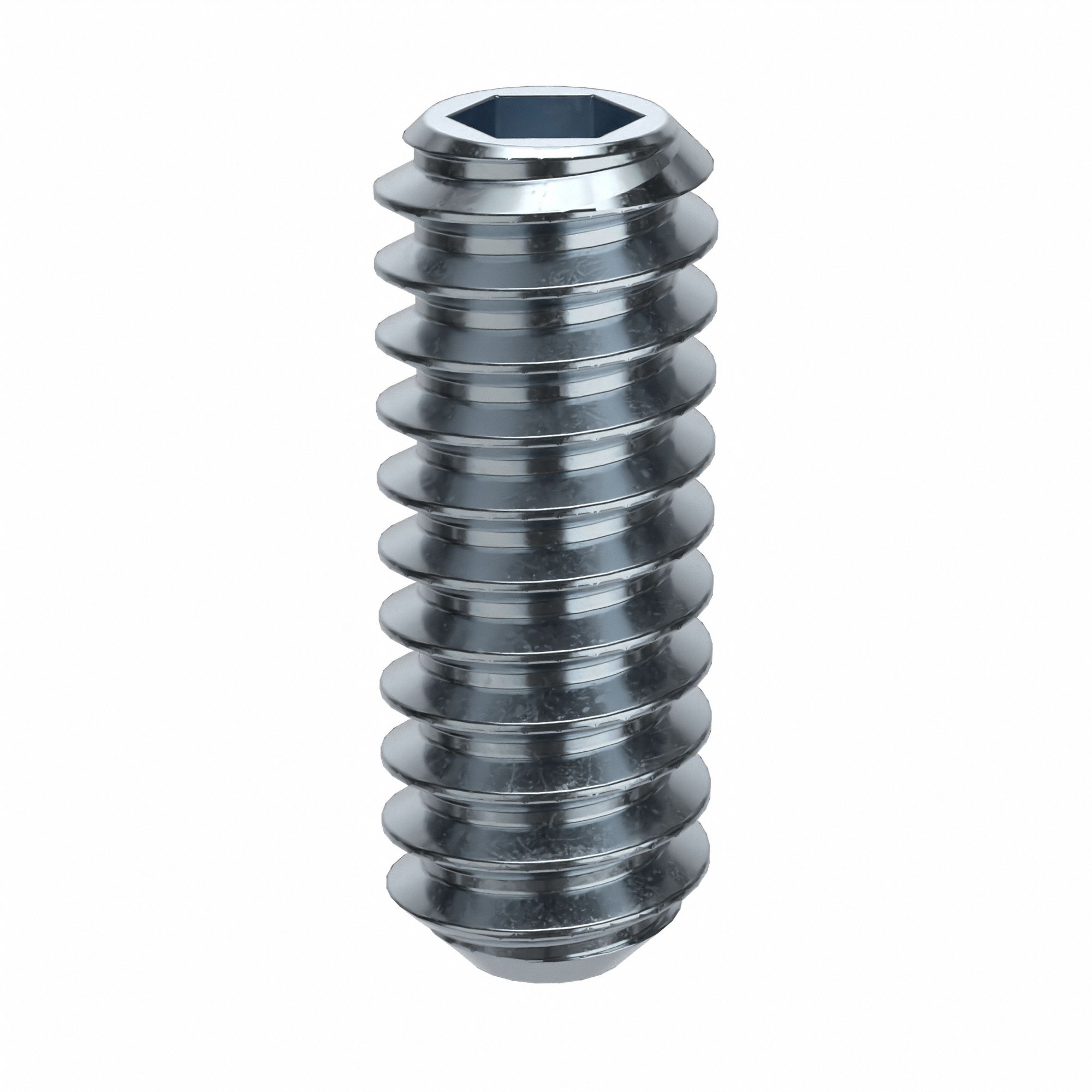Socket Set Screw: #10-24 Thread Size, 1/2 in Overall Lg, Flat pt, Alloy Steel, Zinc Plated, 100 PK
