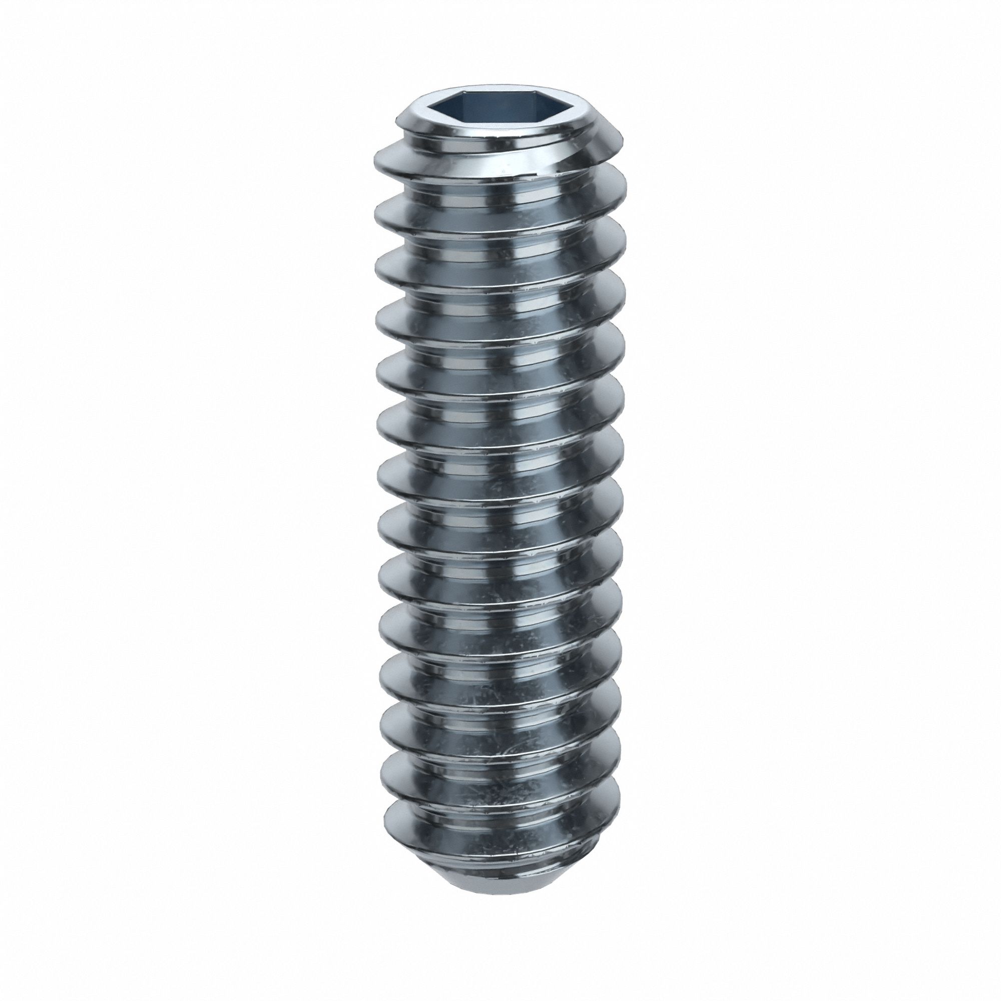 Socket Set Screw: #10-24 Thread Size, 5/8 in Overall Lg, Flat pt, Alloy Steel, Zinc Plated, 100 PK