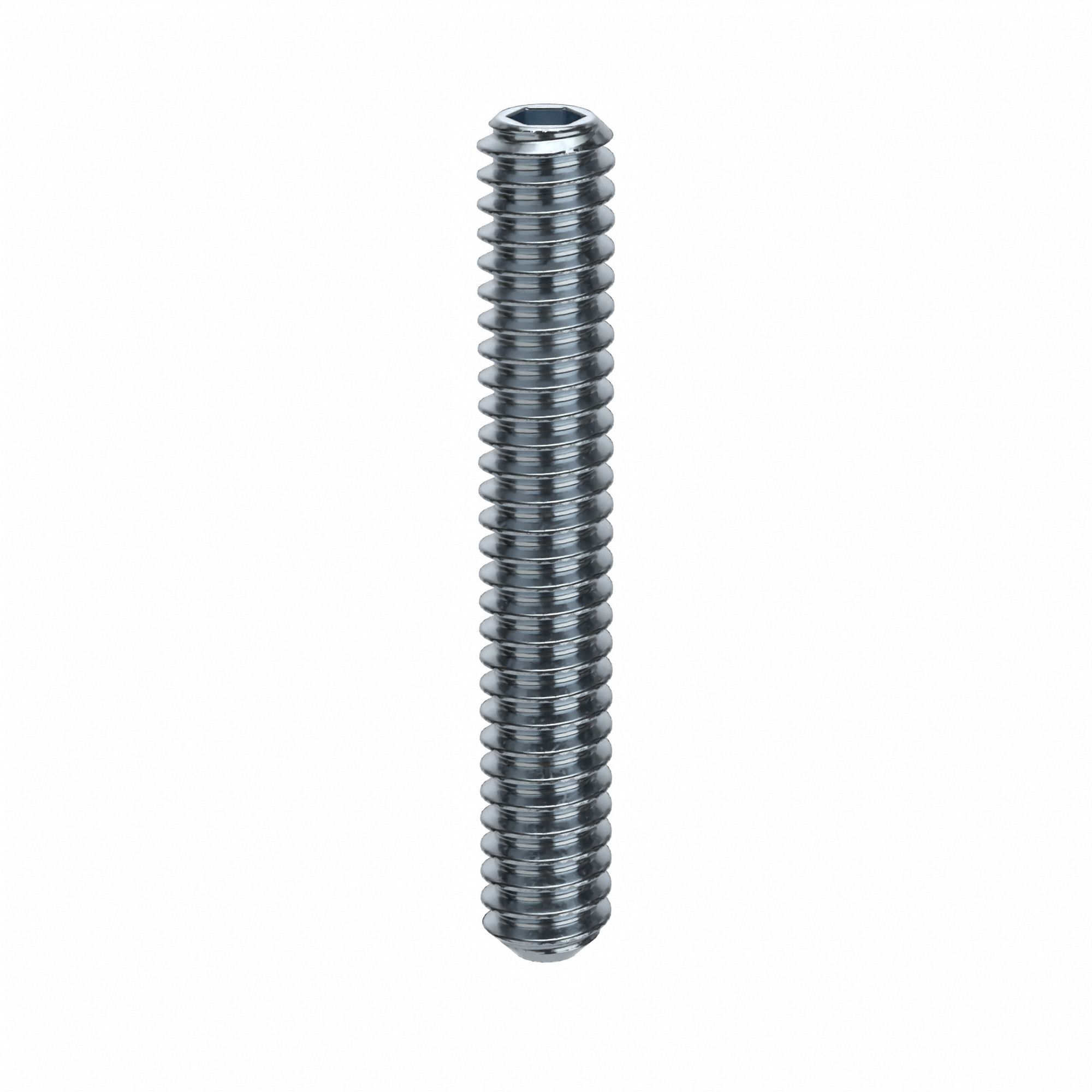 Socket Set Screw: #10-24 Thread Size, 1 1/4 in Overall Lg, Flat pt, Alloy Steel, Zinc Plated, 100 PK