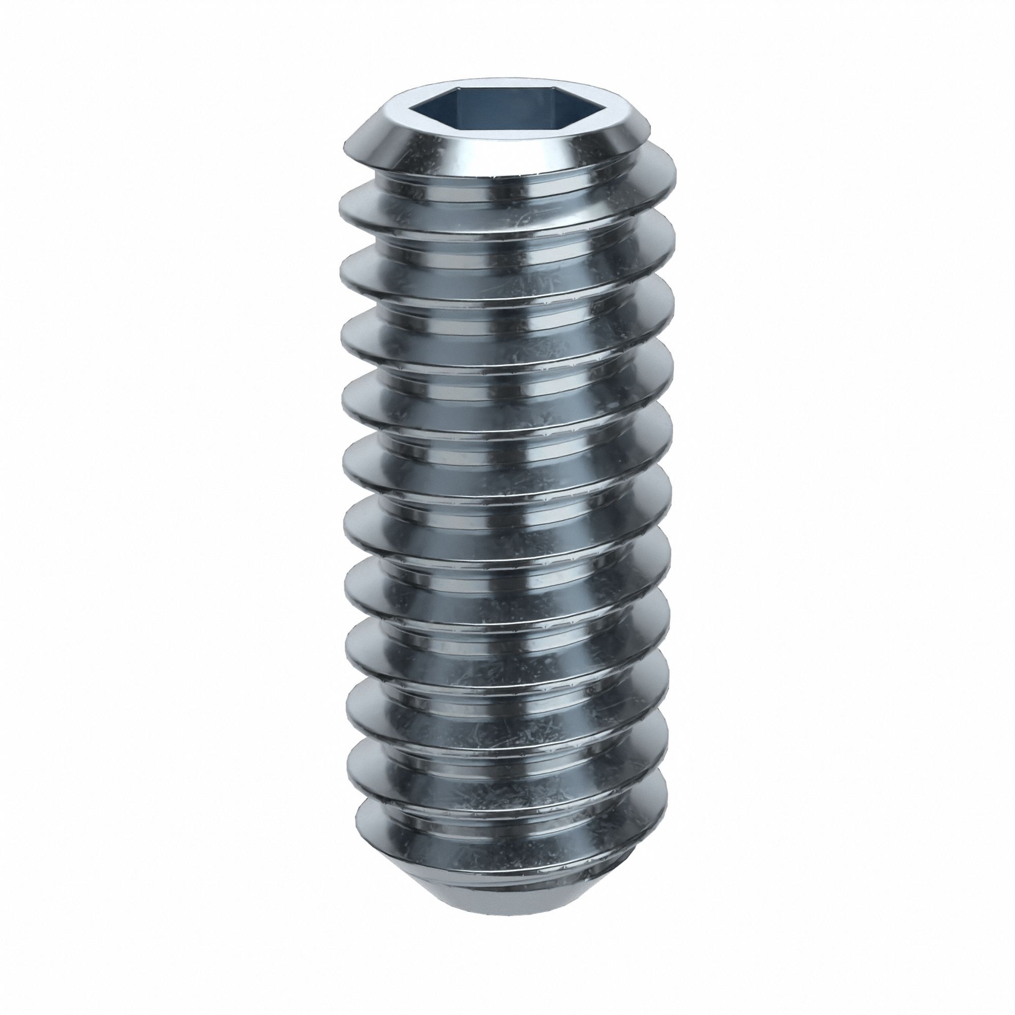 Socket Set Screw: 1/4"-20 Thread Size, 5/8 in Overall Lg, Flat pt, Alloy Steel, Zinc Plated, 100 PK