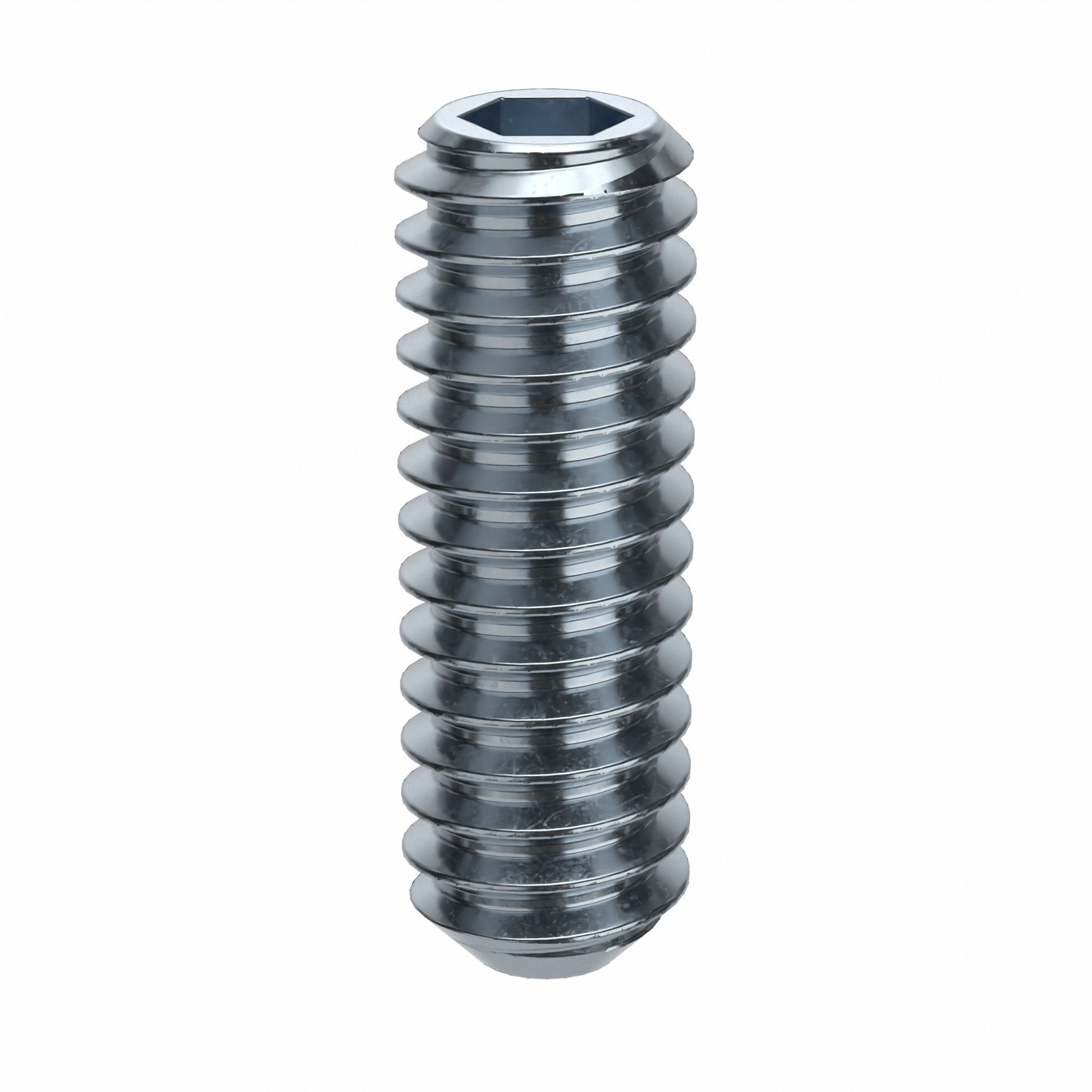 Socket Set Screw: 1/4"-20 Thread Size, 3/4 in Overall Lg, Flat pt, Alloy Steel, Zinc Plated, 100 PK