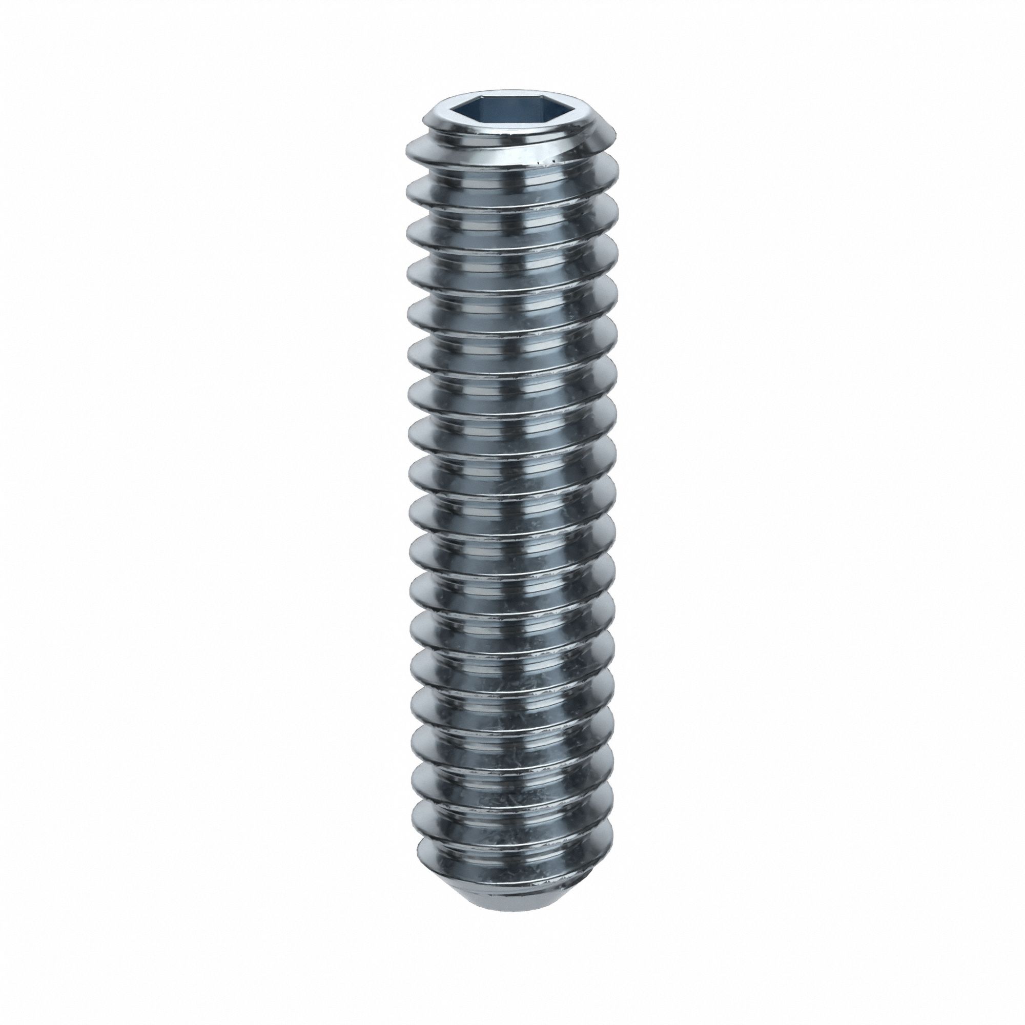 Socket Set Screw: 1/4"-20 Thread Size, 1 in Overall Lg, Flat pt, Alloy Steel, Zinc Plated, 100 PK