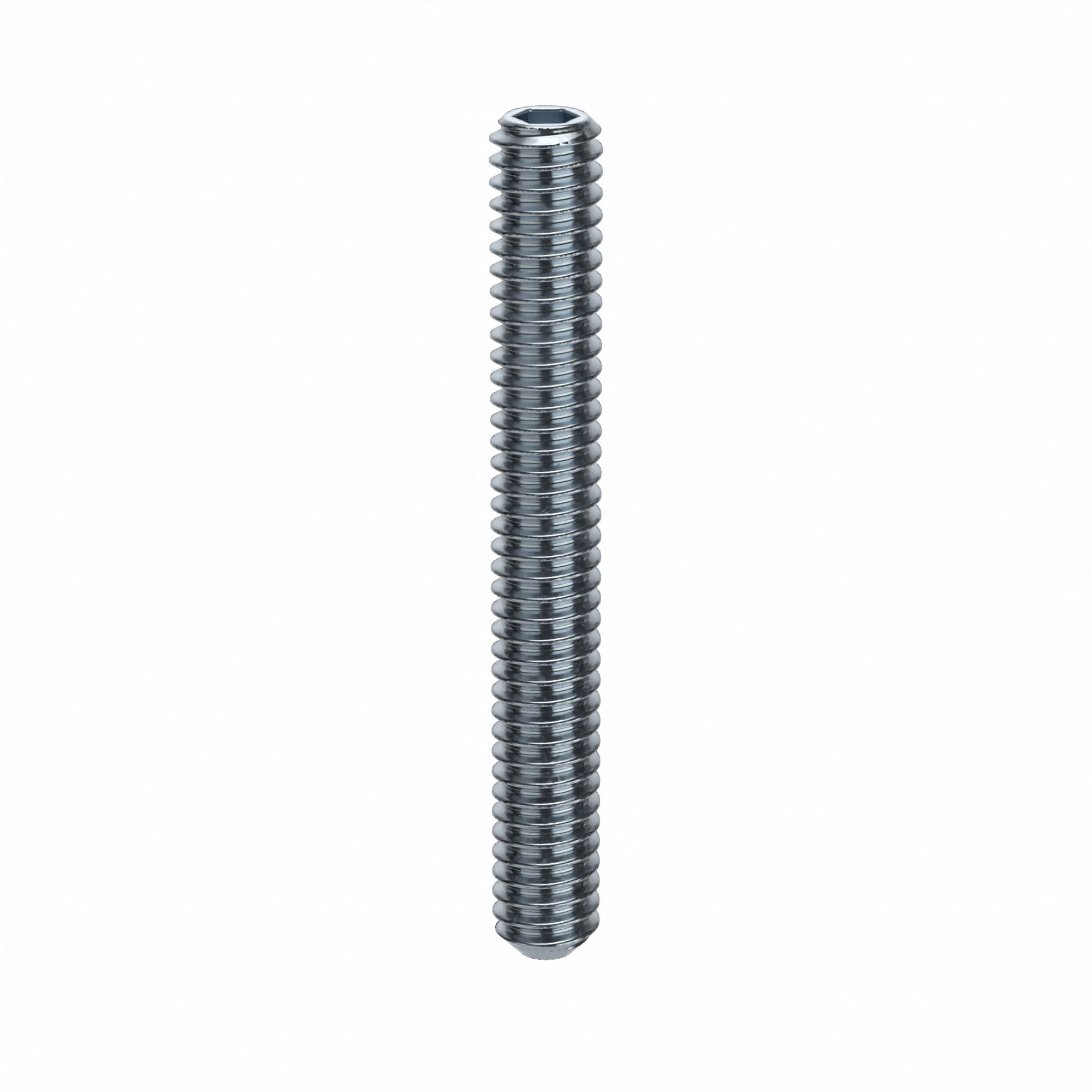 Socket Set Screw: 1/4"-20 Thread Size, 2 in Overall Lg, Flat pt, Alloy Steel, Zinc Plated, 100 PK