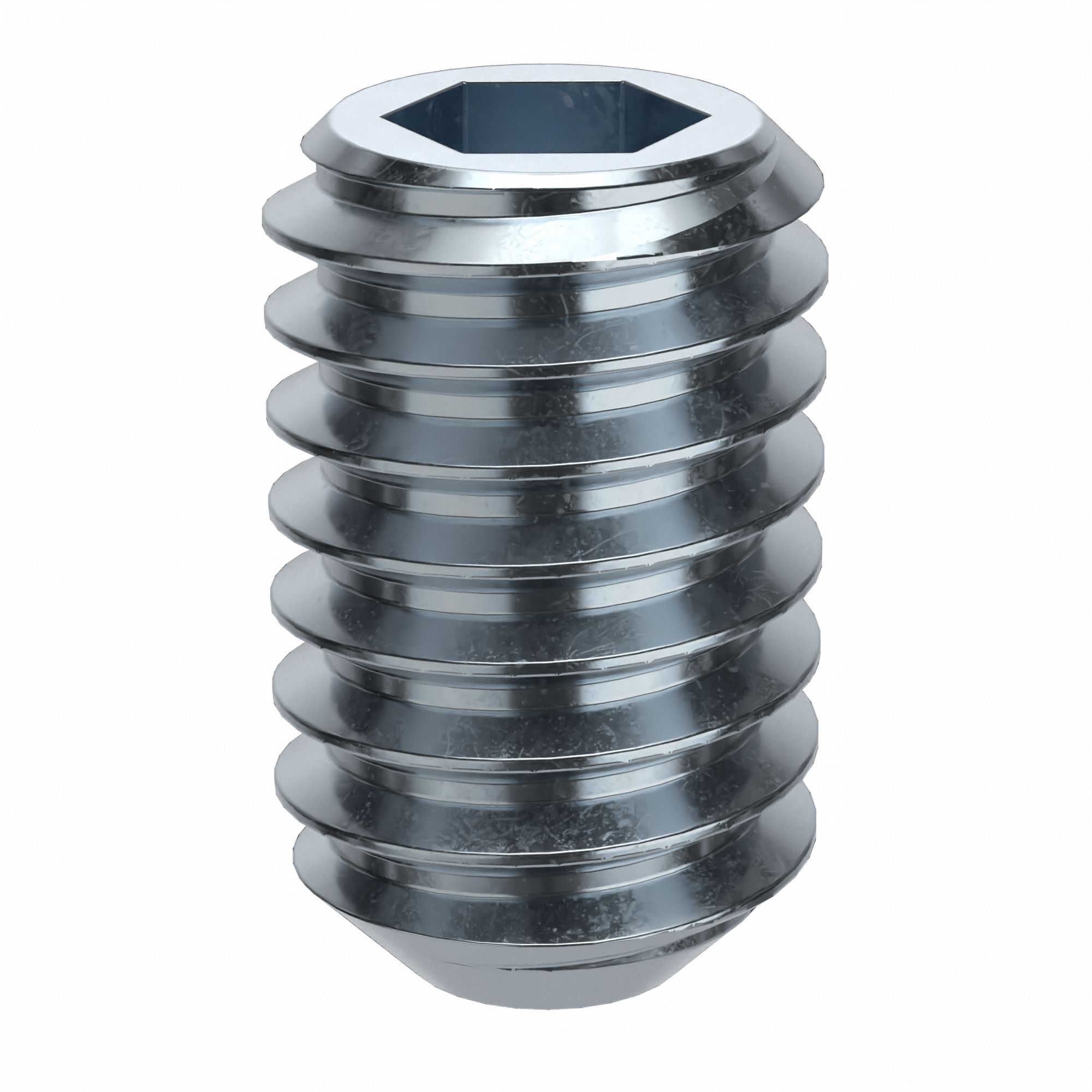 Socket Set Screw: 5/16"-18 Thread Size, 1/2 in Overall Lg, Flat pt, Alloy Steel, Zinc Plated, 100 PK