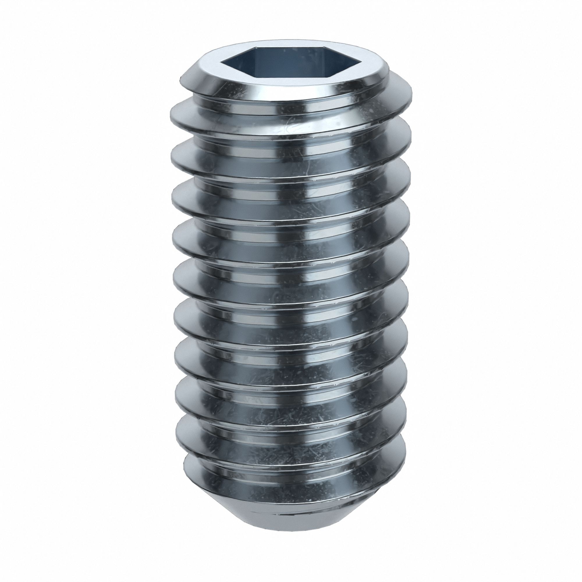 Socket Set Screw: 5/16"-18 Thread Size, 5/8 in Overall Lg, Flat pt, Alloy Steel, Zinc Plated, 100 PK