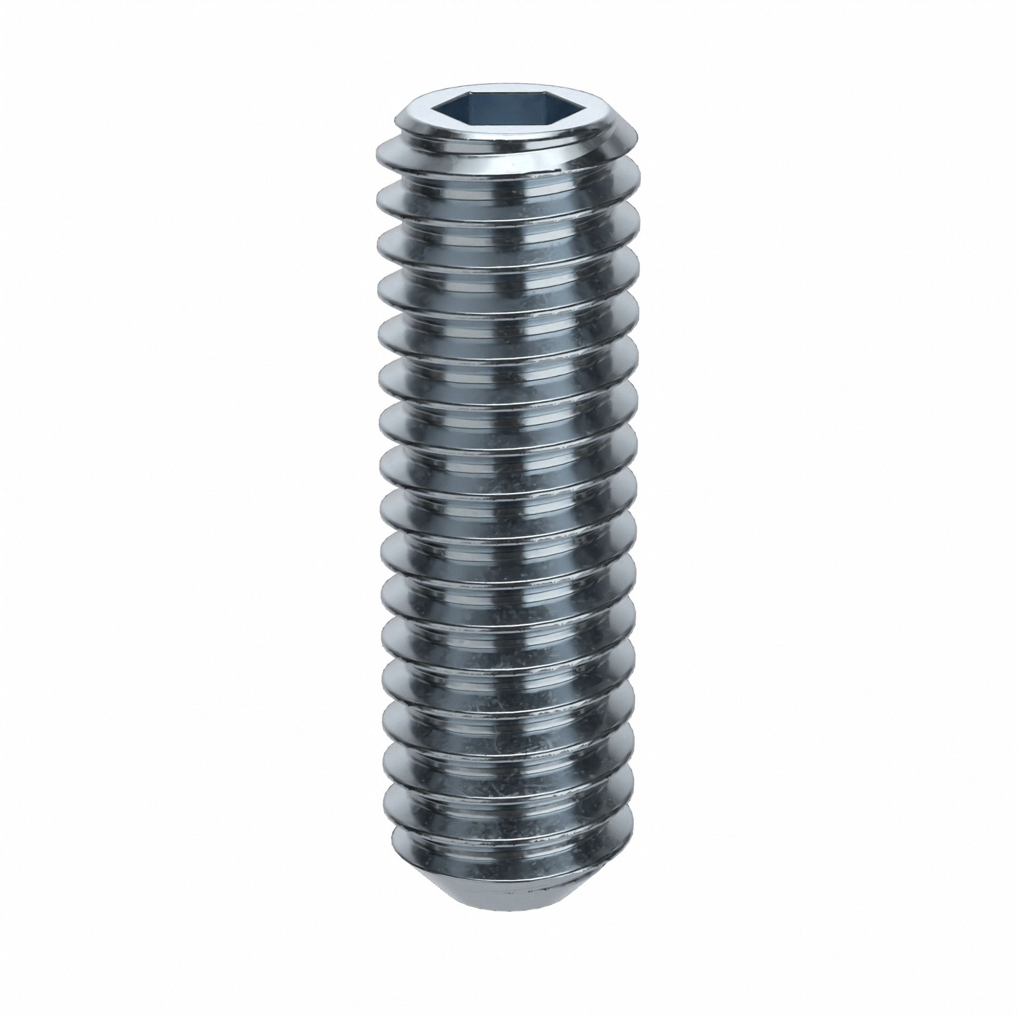 Socket Set Screw: 5/16"-18 Thread Size, 1 in Overall Lg, Flat pt, Alloy Steel, Zinc Plated, 100 PK
