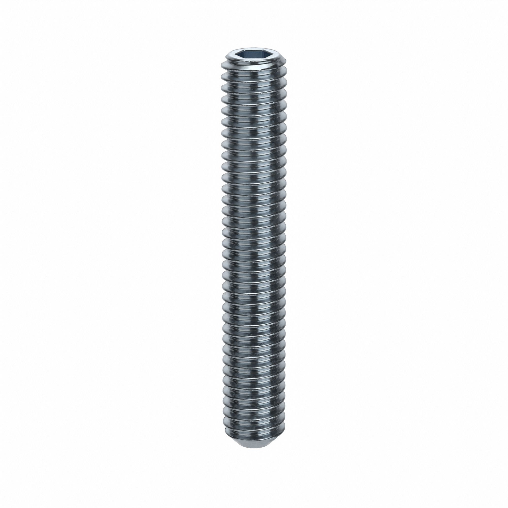 Socket Set Screw: 5/16"-18 Thread Size, 2 in Overall Lg, Flat pt, Alloy Steel, Zinc Plated, 100 PK