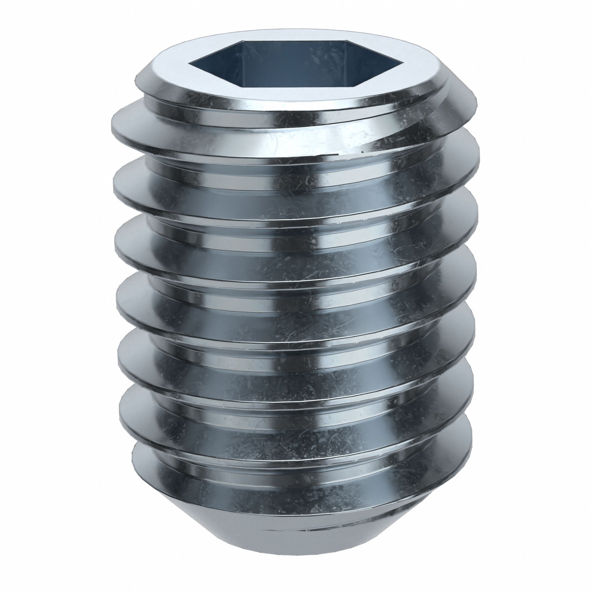 Socket Set Screw: 3/8"-16 Thread Size, 1/2 in Overall Lg, Flat pt, Alloy Steel, Zinc Plated, 100 PK