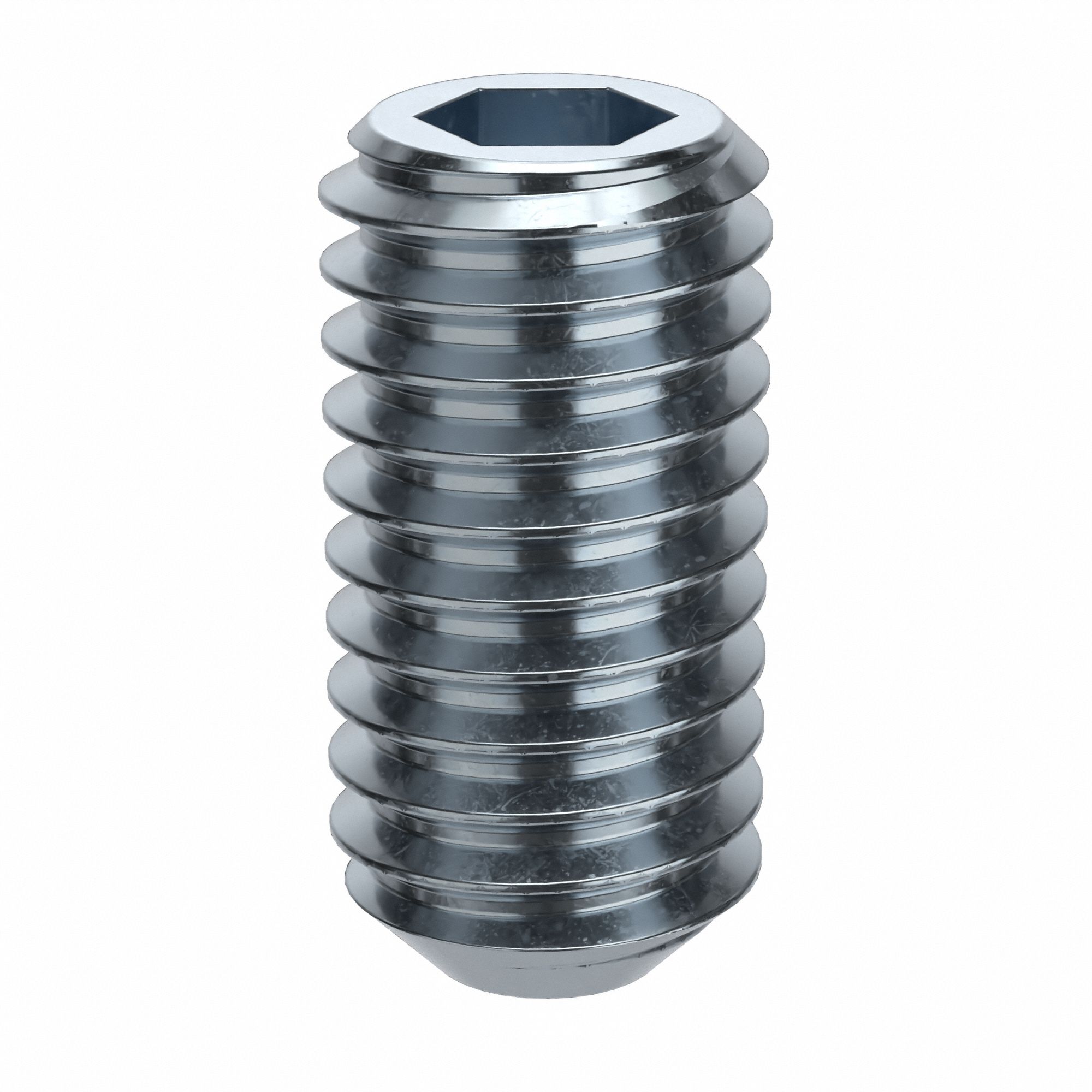 Socket Set Screw: 3/8"-16 Thread Size, 3/4 in Overall Lg, Flat pt, Alloy Steel, Zinc Plated, 100 PK