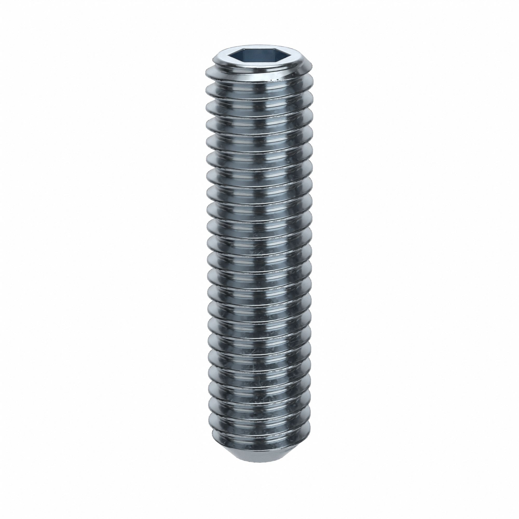 Socket Set Screw: 3/8"-16 Thread Size, 1 1/2 in Overall Lg, Flat pt, Alloy Steel, Zinc Plated, 50 PK