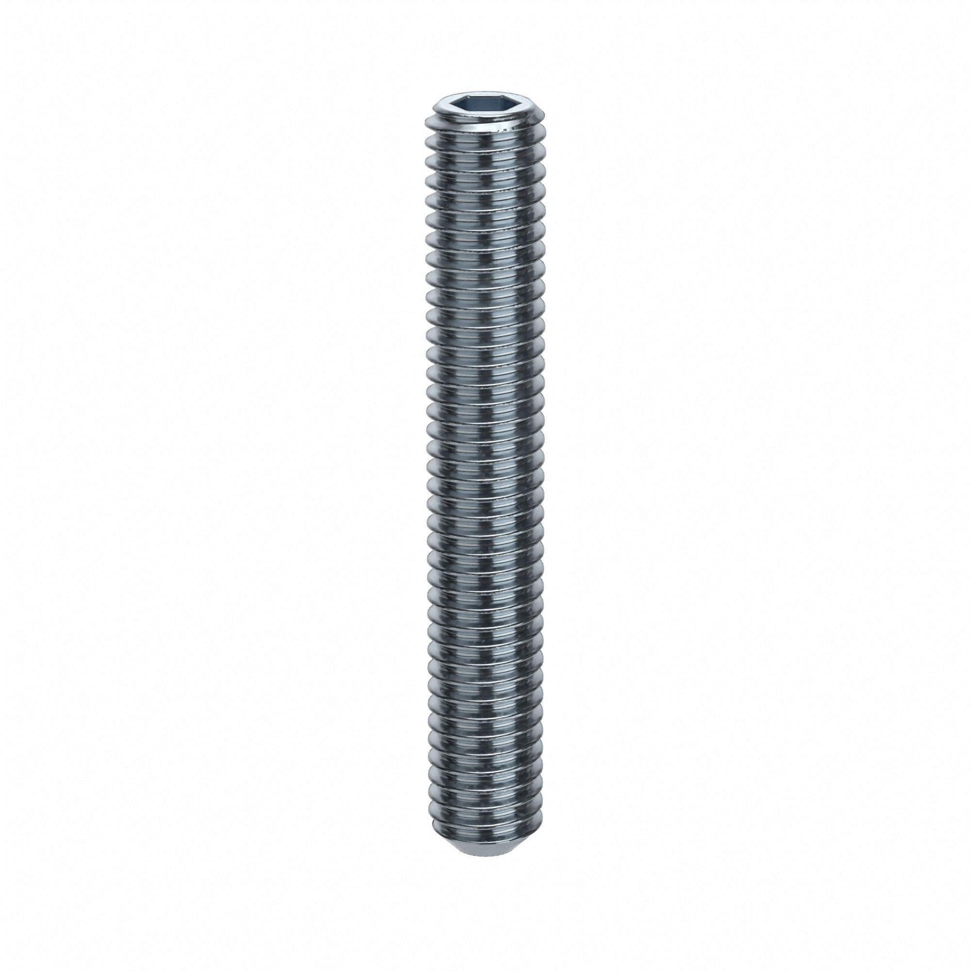 Socket Set Screw: 3/8"-16 Thread Size, 2 1/2 in Overall Lg, Flat pt, Alloy Steel, Zinc Plated, 25 PK
