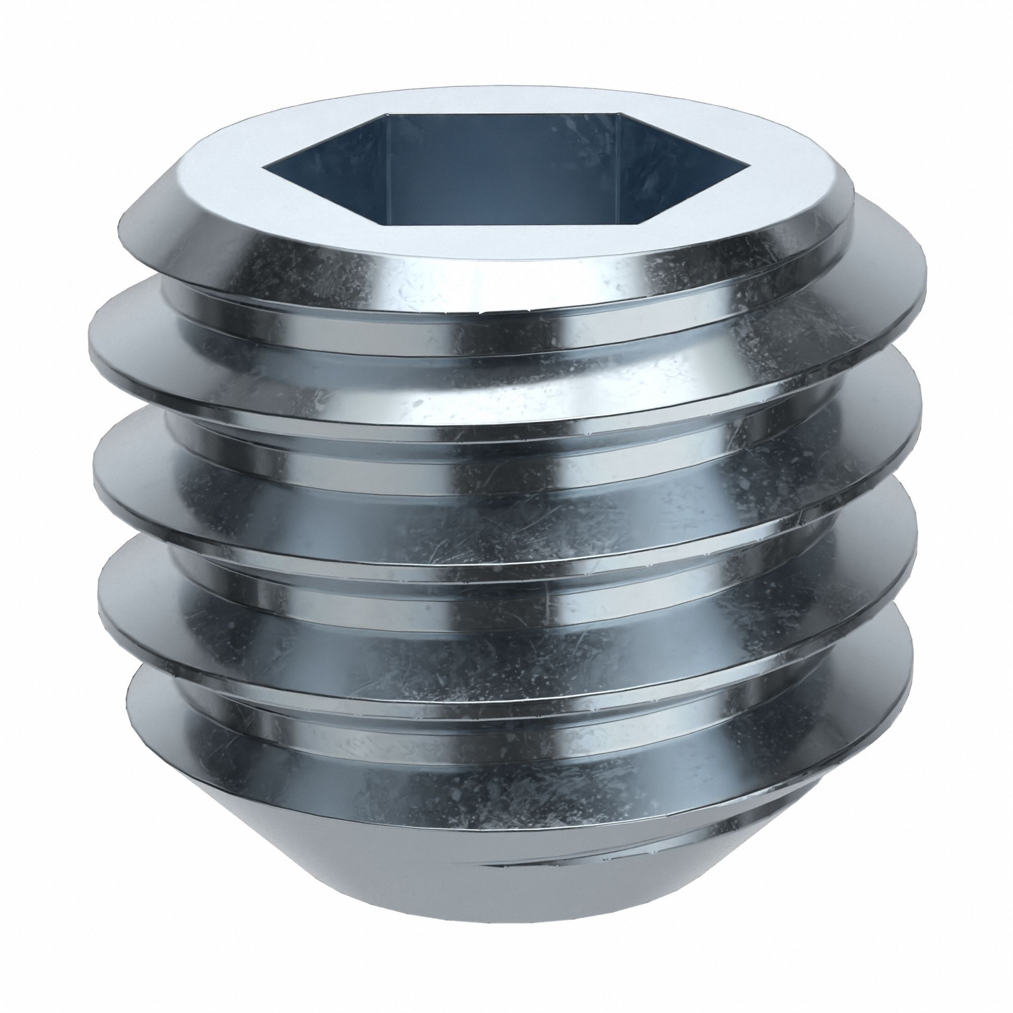 Socket Set Screw: 7/16"-14 Thread Size, 3/8 in Overall Lg, Flat pt, Alloy Steel, Zinc Plated, 50 PK