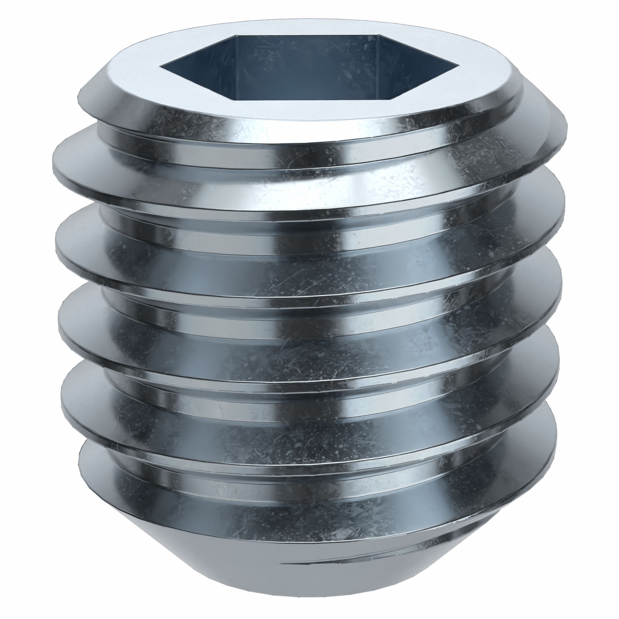 Socket Set Screw: 7/16"-14 Thread Size, 7/16 in Overall Lg, Flat pt, Alloy Steel, Zinc Plated, 50 PK