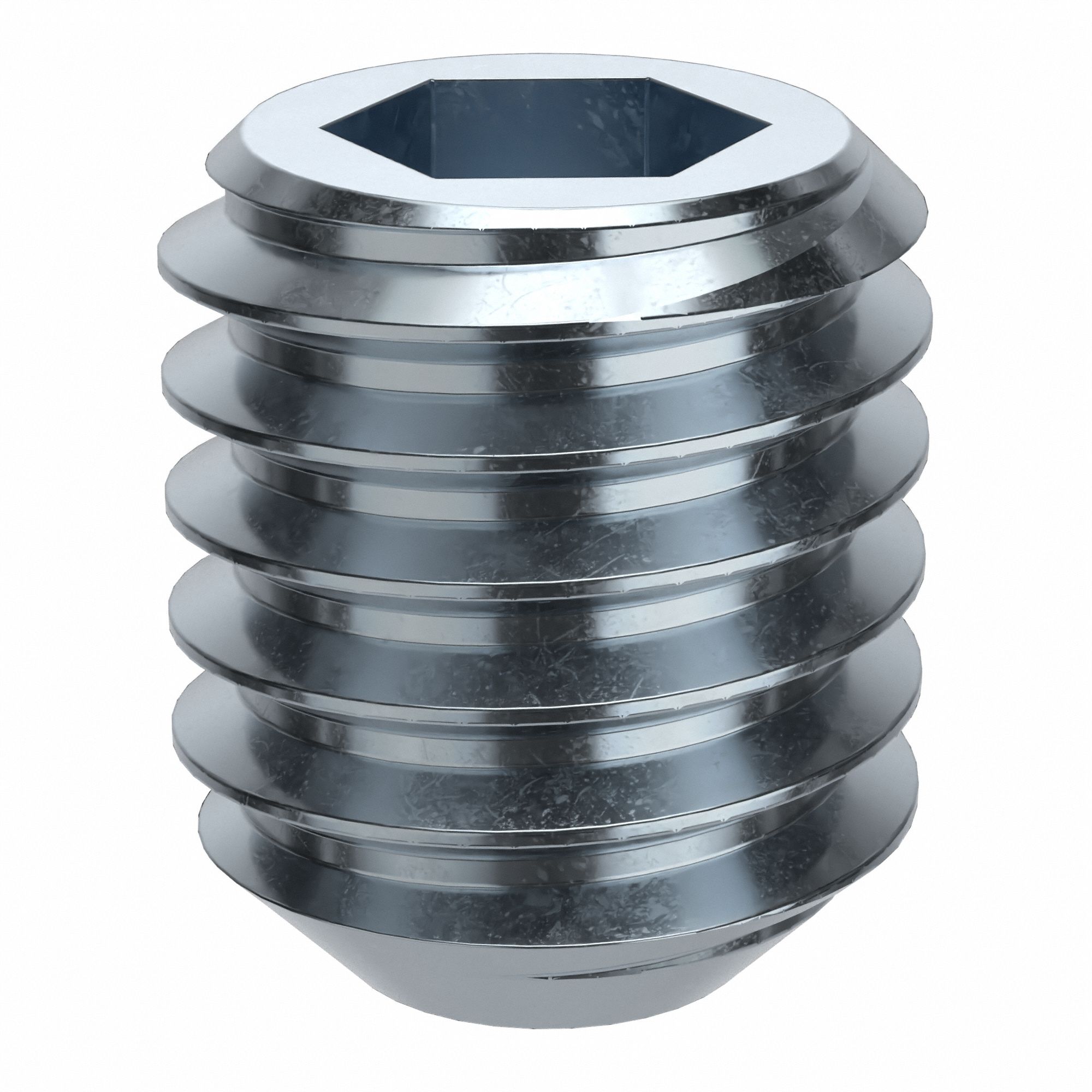 Socket Set Screw: 7/16"-14 Thread Size, 1/2 in Overall Lg, Flat pt, Alloy Steel, Zinc Plated, 50 PK