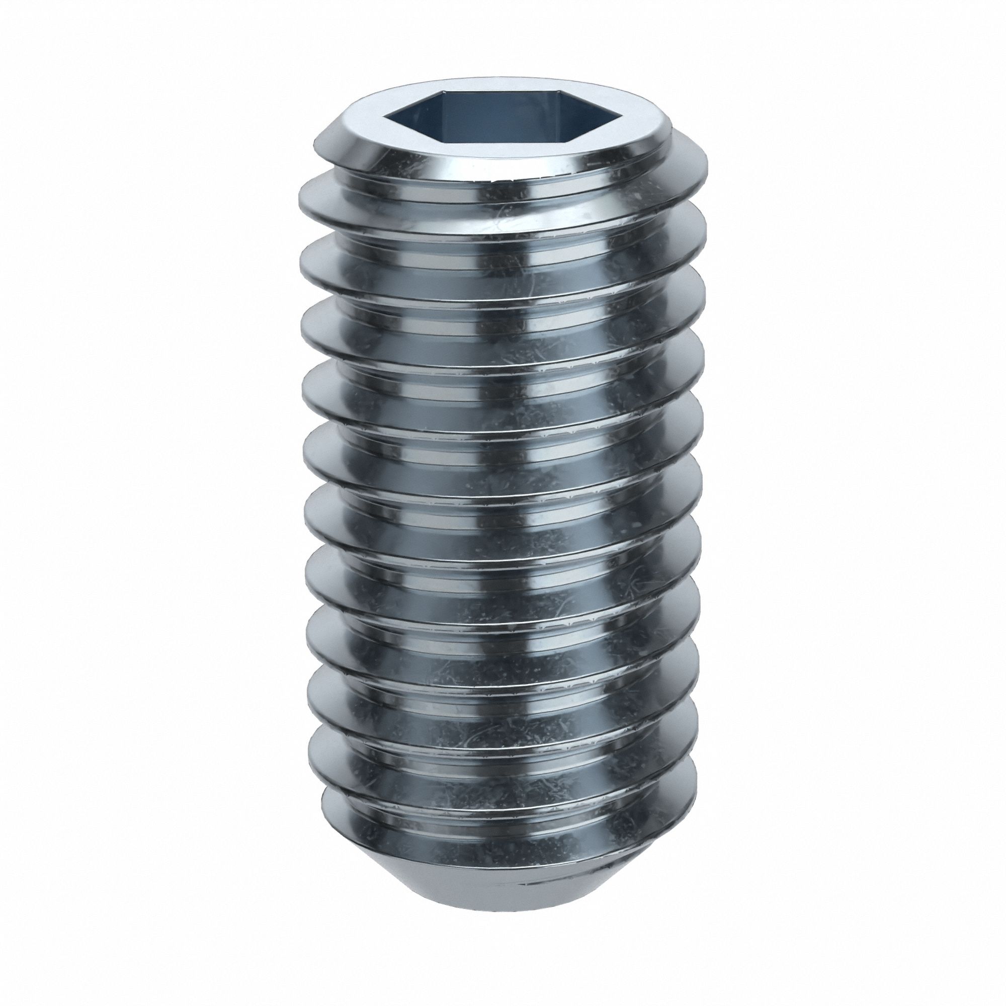 Socket Set Screw: 7/16"-14 Thread Size, 7/8 in Overall Lg, Flat pt, Alloy Steel, Zinc Plated, 50 PK
