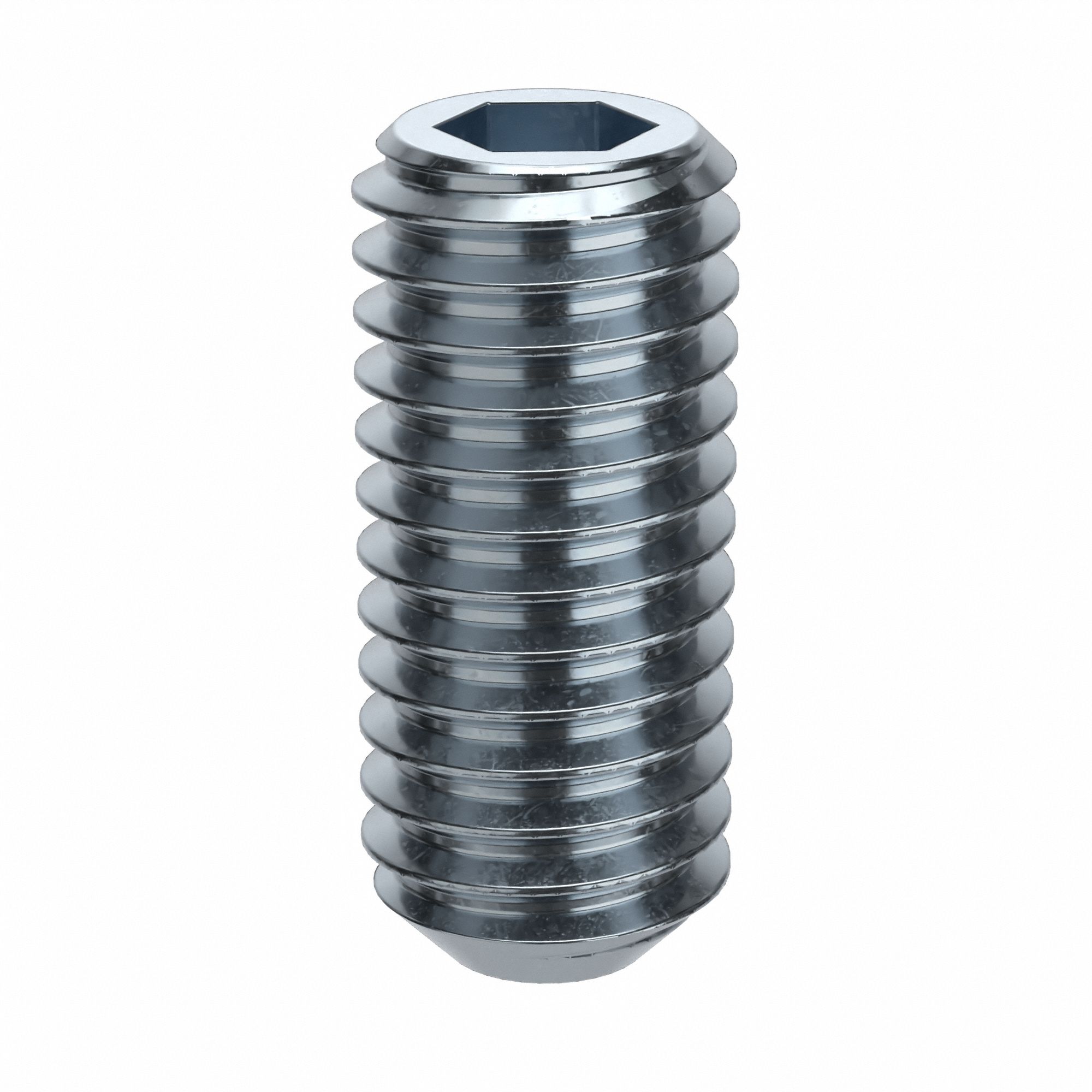 Socket Set Screw: 7/16"-14 Thread Size, 1 in Overall Lg, Flat pt, Alloy Steel, Zinc Plated, 50 PK