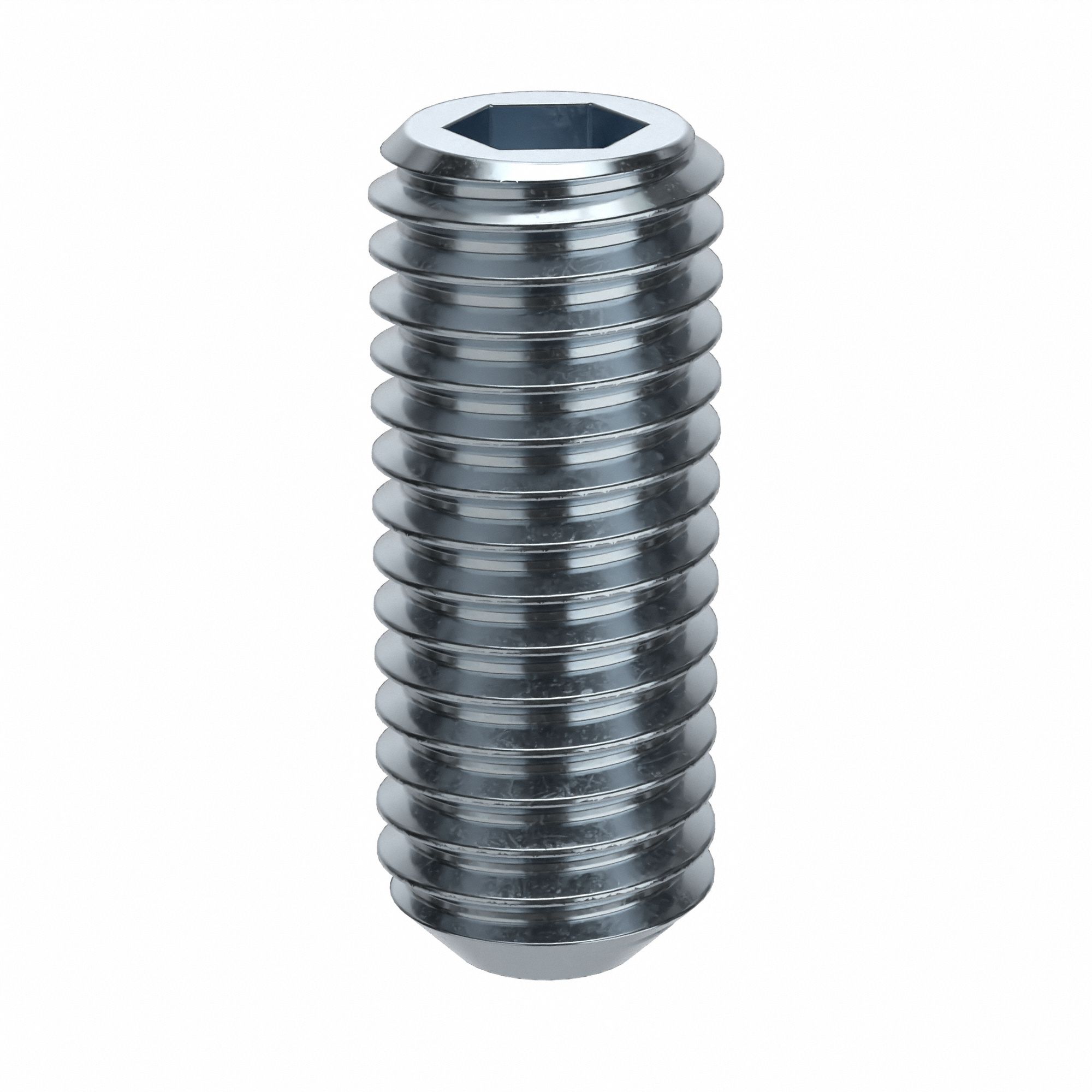 Socket Set Screw: 1/2"-13 Thread Size, 1 1/4 in Overall Lg, Flat pt, Alloy Steel, Zinc Plated, 25 PK