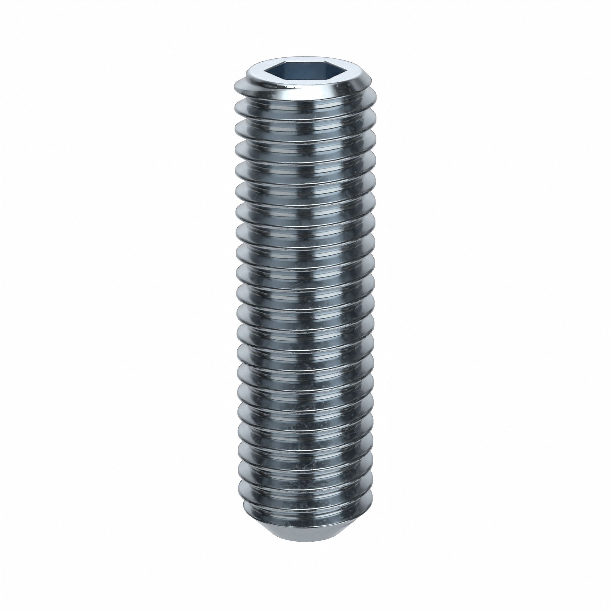 Socket Set Screw: 1/2"-13 Thread Size, 1 3/4 in Overall Lg, Flat pt, Alloy Steel, Zinc Plated, 25 PK