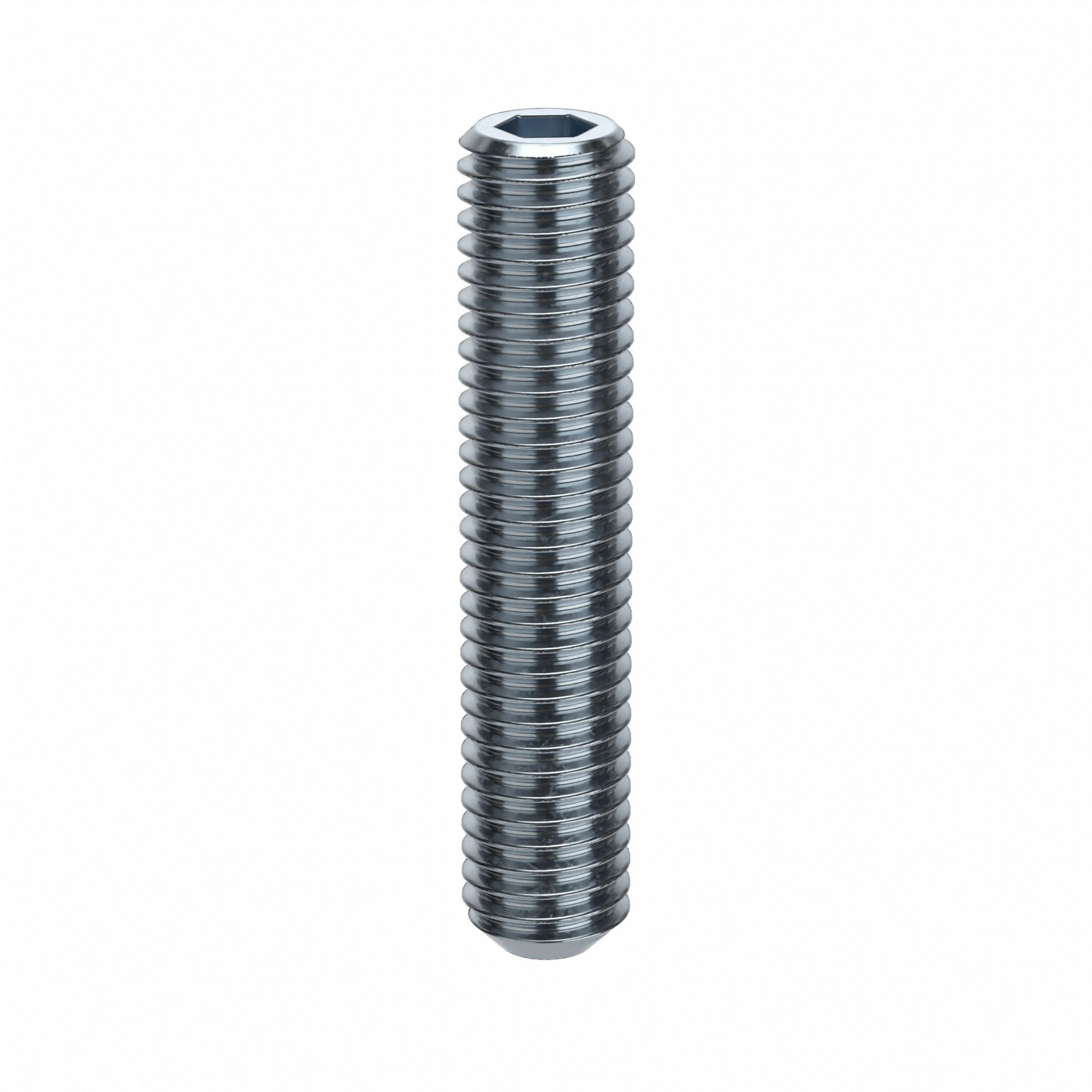 Socket Set Screw: 1/2"-13 Thread Size, 2 1/2 in Overall Lg, Flat pt, Alloy Steel, Zinc Plated, 10 PK