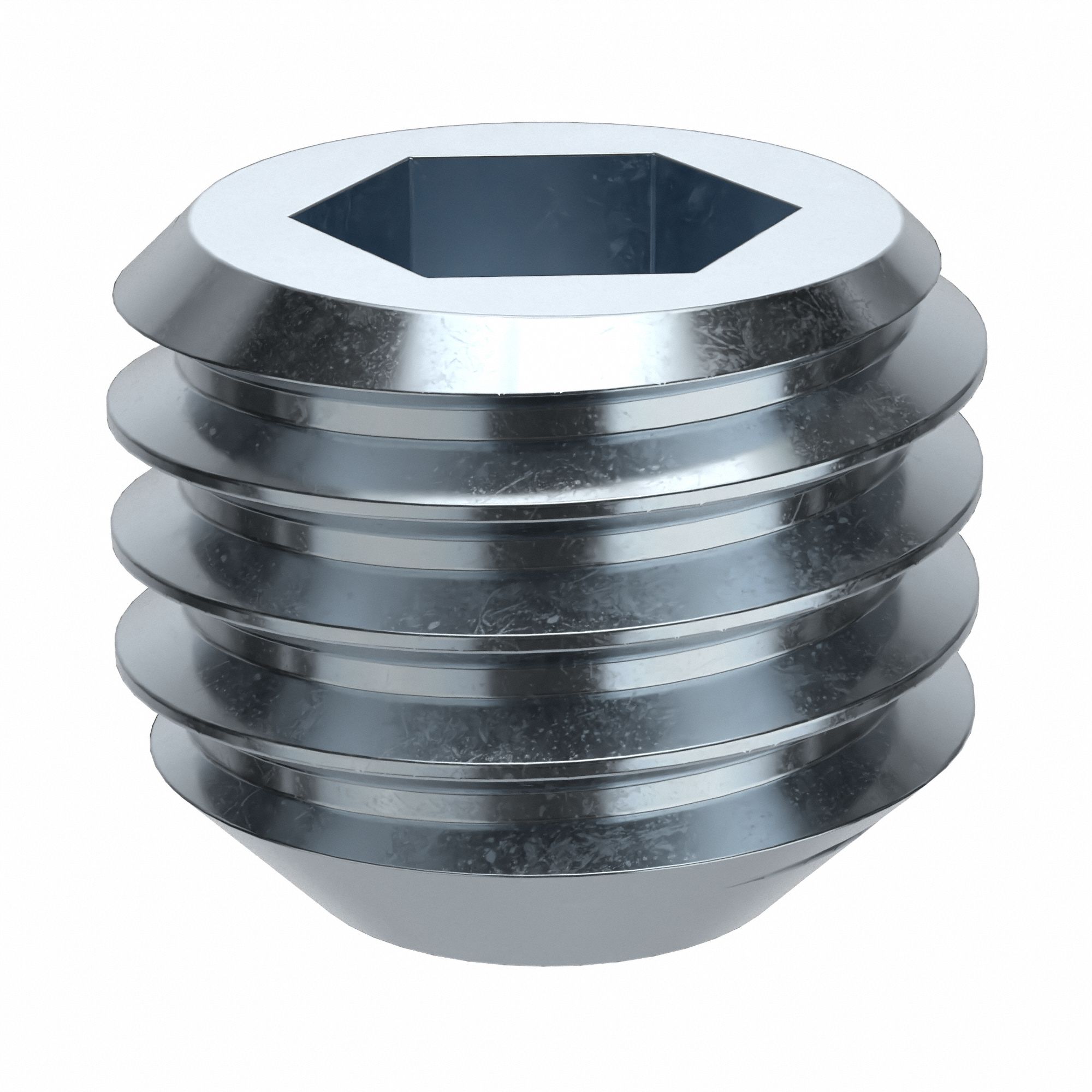 Socket Set Screw: 5/8"-11 Thread Size, 1/2 in Overall Lg, Flat pt, Alloy Steel, Zinc Plated, 10 PK