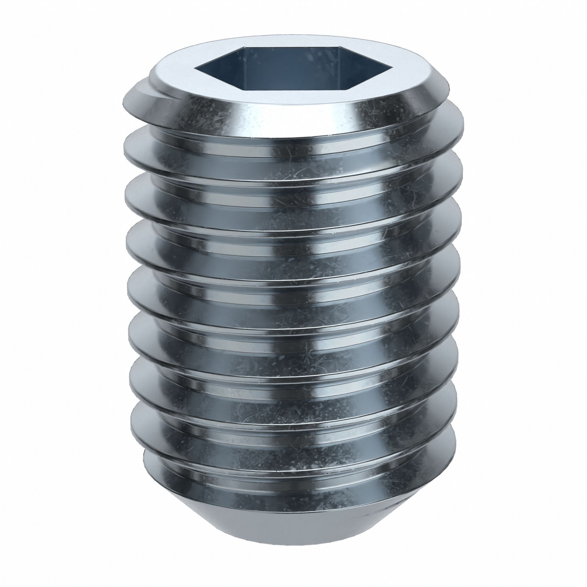 Socket Set Screw: 5/8"-11 Thread Size, 7/8 in Overall Lg, Flat pt, Alloy Steel, Zinc Plated, 10 PK