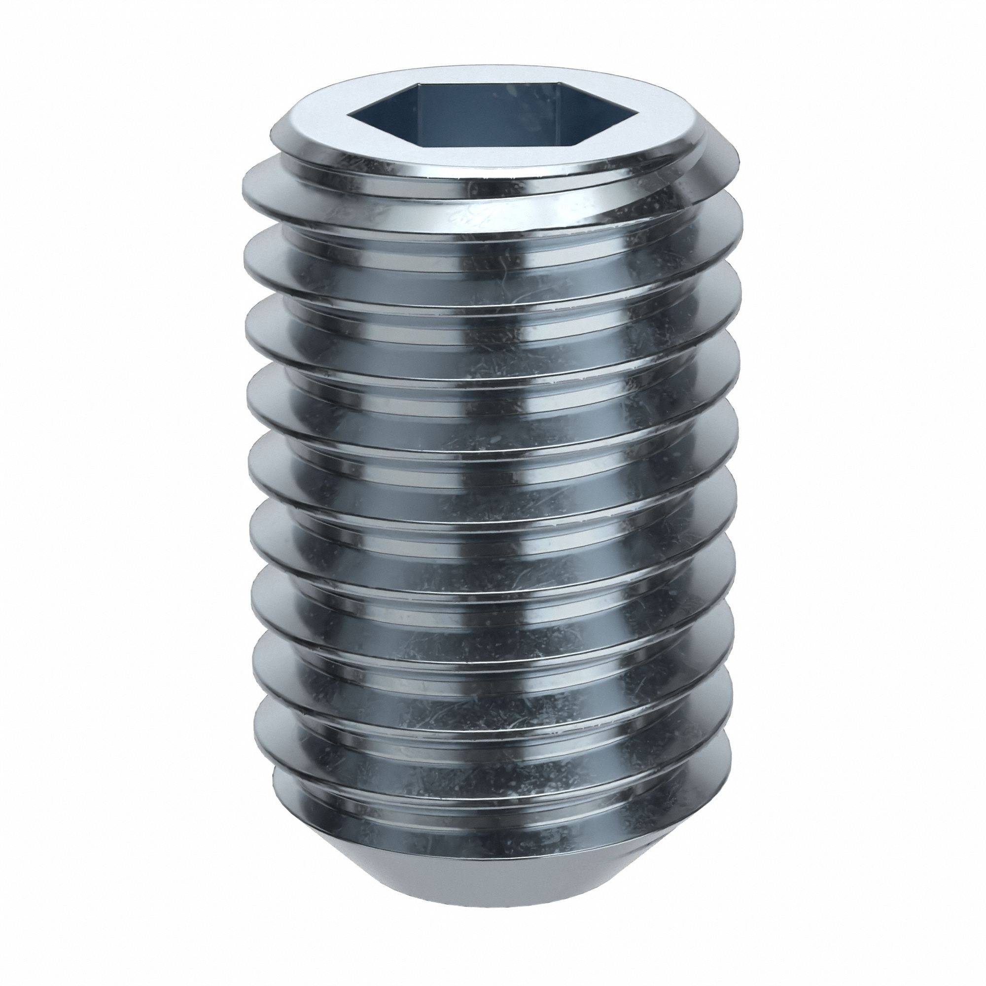 Socket Set Screw: 5/8"-11 Thread Size, 1 in Overall Lg, Flat pt, Alloy Steel, Zinc Plated, 10 PK