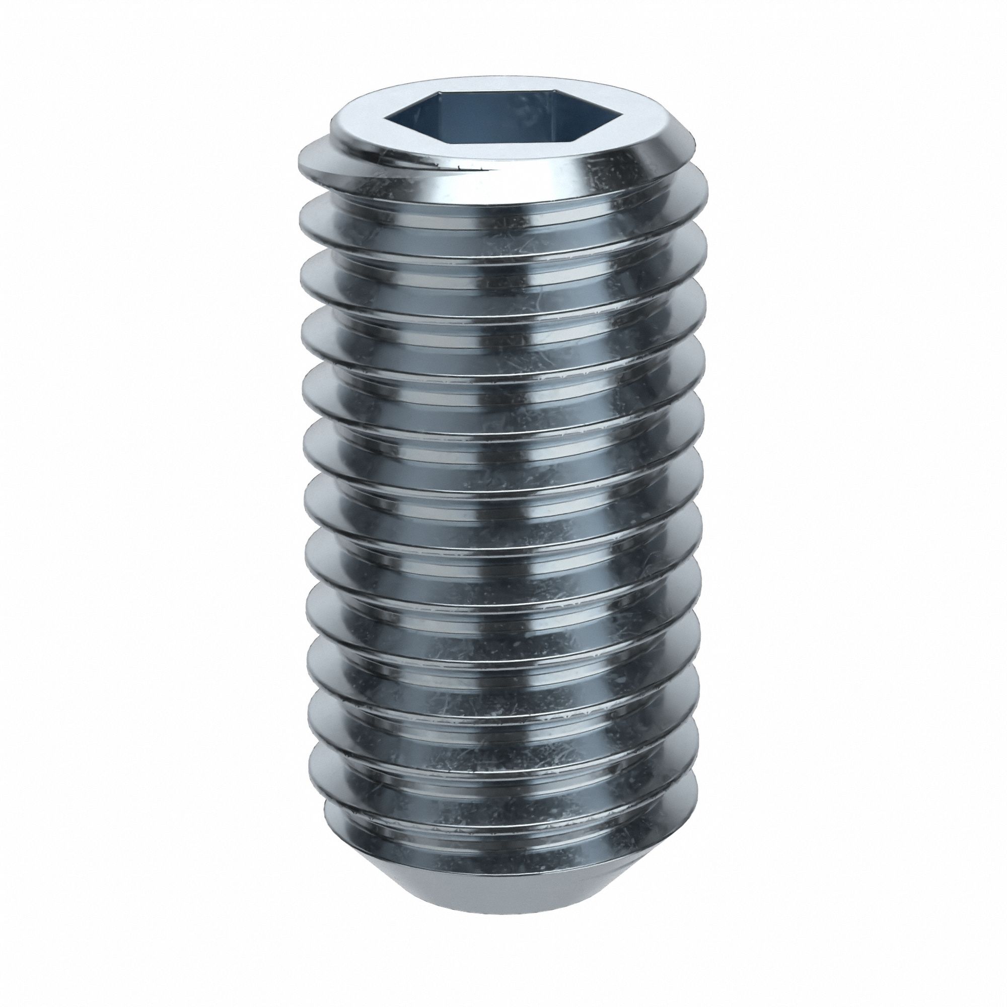 Socket Set Screw: 5/8"-11 Thread Size, 1 1/4 in Overall Lg, Flat pt, Alloy Steel, Zinc Plated, 10 PK
