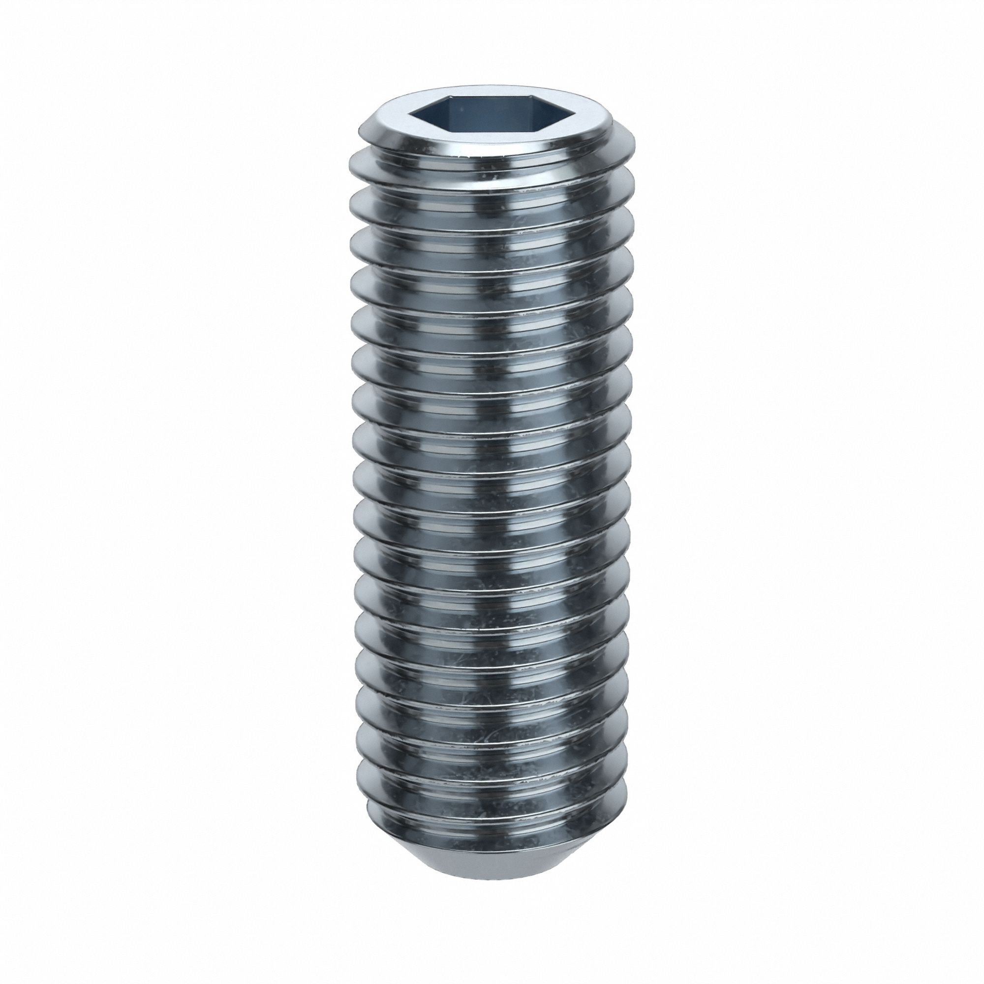 Socket Set Screw: 5/8"-11 Thread Size, 1 3/4 in Overall Lg, Flat pt, Alloy Steel, Zinc Plated, 10 PK
