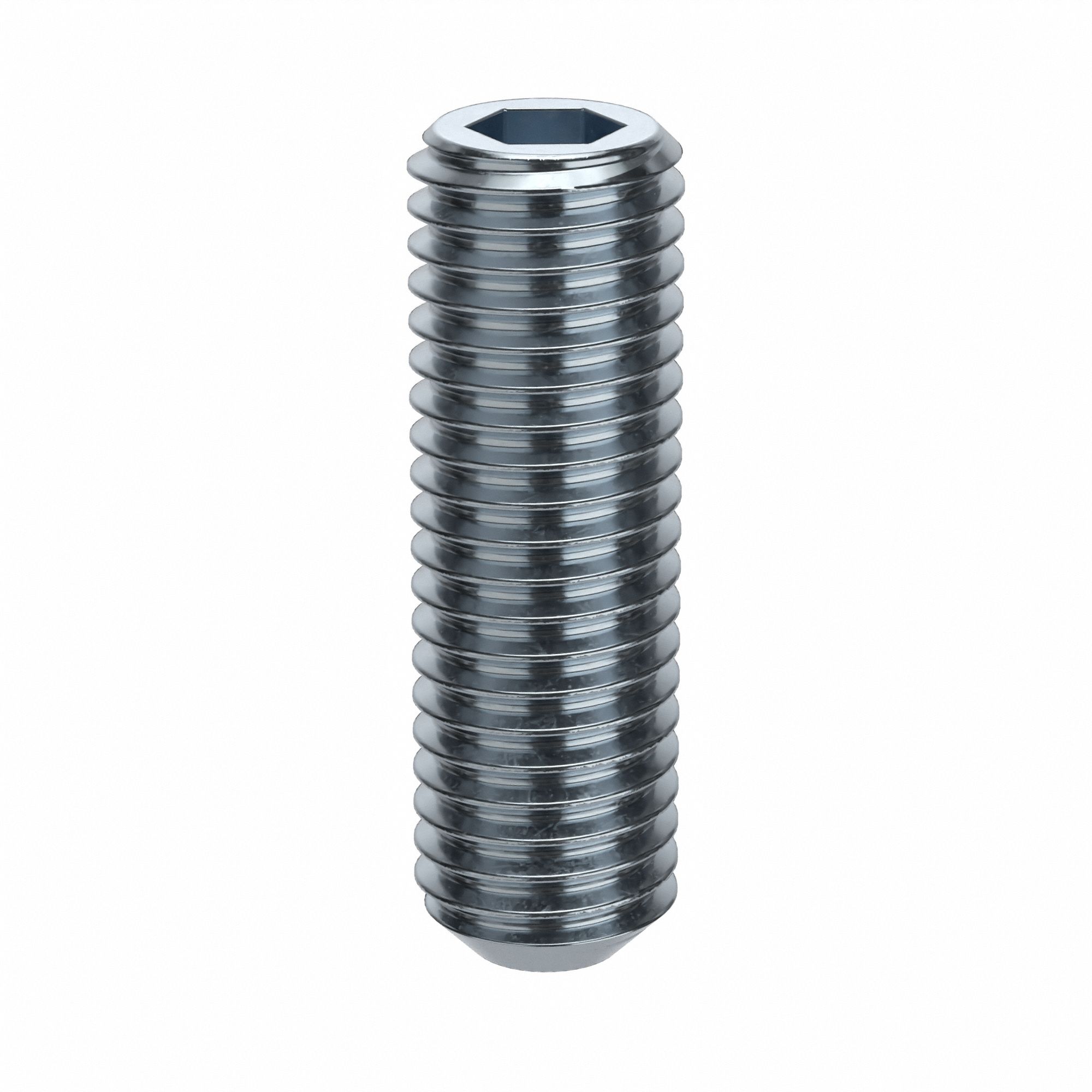 Socket Set Screw: 5/8"-11 Thread Size, 2 in Overall Lg, Flat pt, Alloy Steel, Zinc Plated, 10 PK