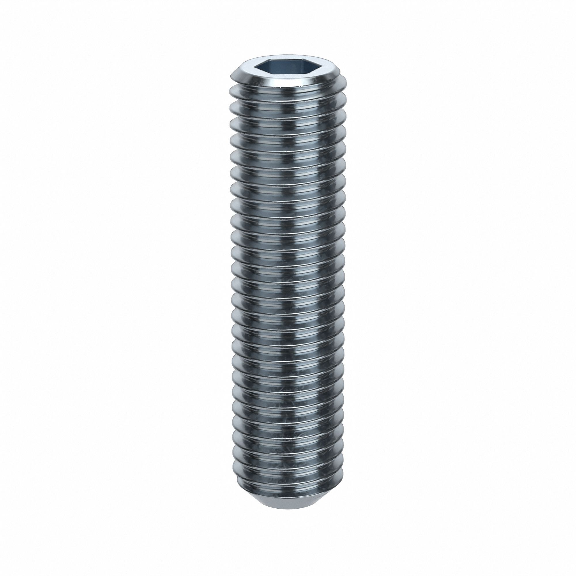 Socket Set Screw: 5/8"-11 Thread Size, 2 1/2 in Overall Lg, Flat pt, Alloy Steel, Zinc Plated, 10 PK