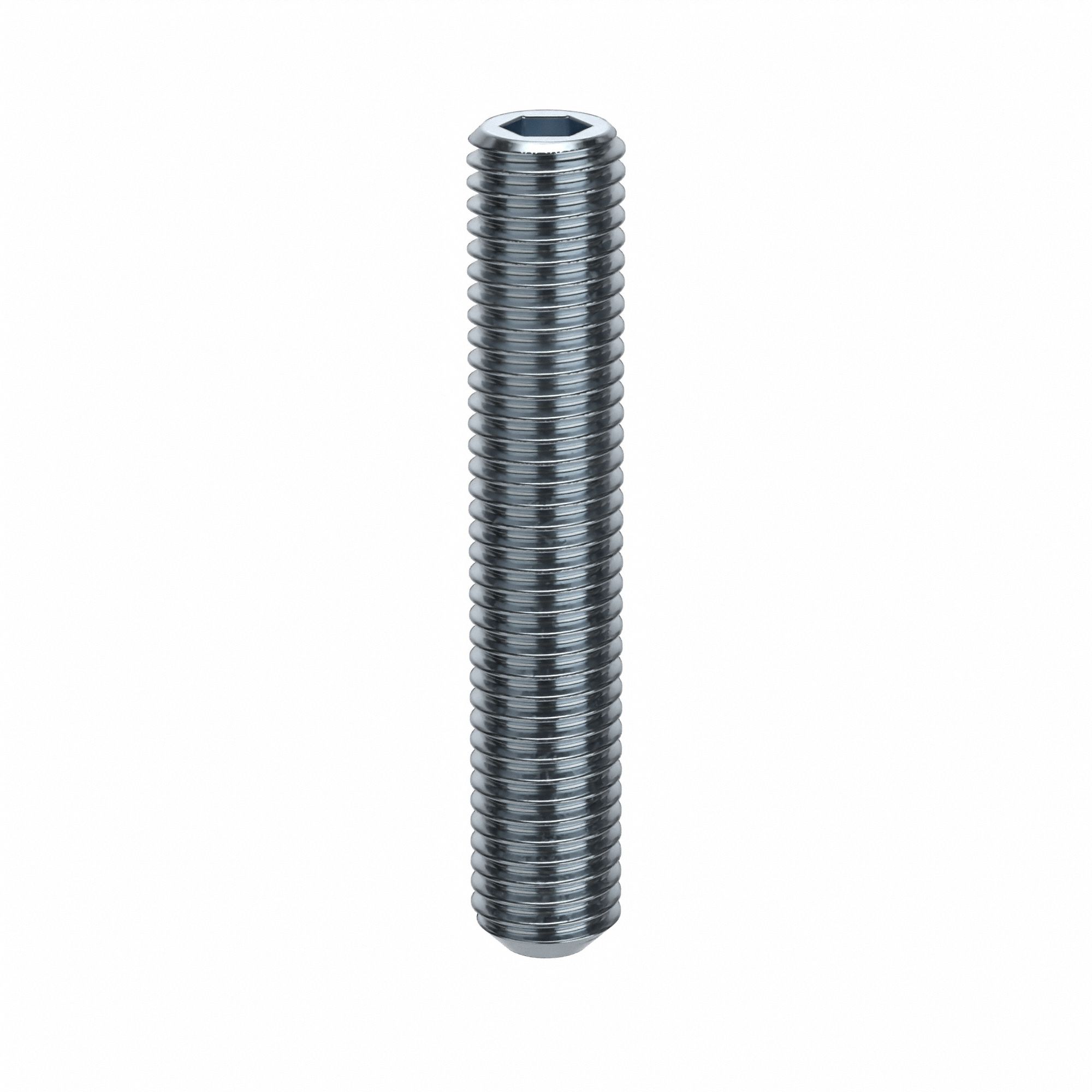 Socket Set Screw: 5/8"-11 Thread Size, 3 1/2 in Overall Lg, Flat pt, Alloy Steel, Zinc Plated, 5 PK